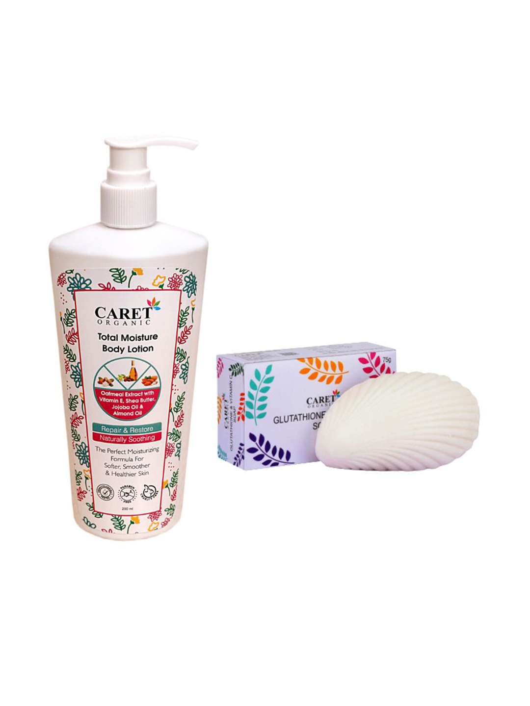 CARET ORGANIC Set Of 2 Total Moisture Body Lotion- 250 ml & Glutathione Soap- 75 g, White
CARET ORGANIC Set Of 2 Total Moisture Body Lotion- 250 ml & Glutathione Soap- 75 g, White