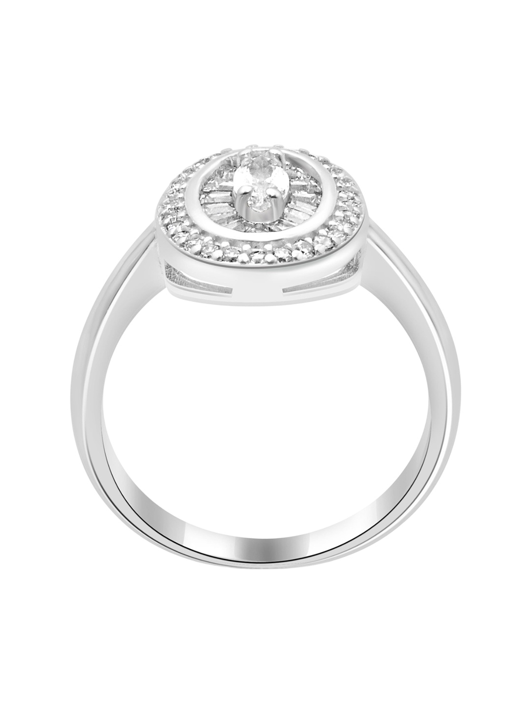 925 SILLER 925 Sterling Silver Rhodium-Plated Cubic Zirconia-Studded Finger Ring
925 SILLER 925 Sterling Silver Rhodium-Plated Cubic Zirconia-Studded Finger Ring