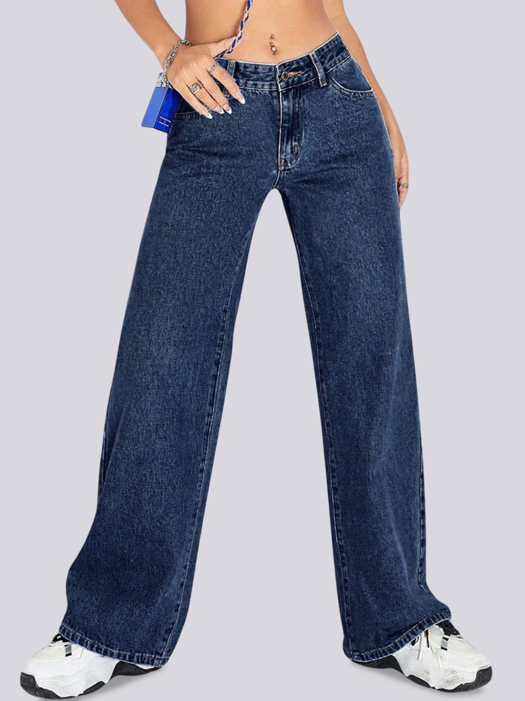 Glossia Women Comfort Straight Fit High-Rise Light Fade Acid Wash Stretchable Jeans, Navy blue
Glossia Women Comfort Straight Fit High-Rise Light Fade Acid Wash Stretchable Jeans, Navy blue