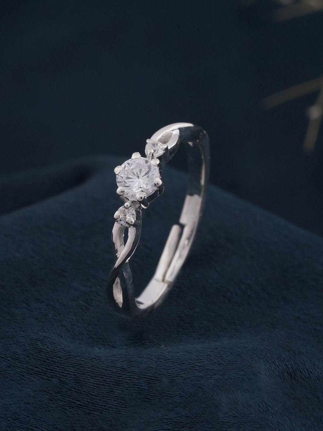 Zalkari Sterling Silver Rhodium Plated Cubic Zirconia Studded Adjustable Finger Ring
Zalkari Sterling Silver Rhodium Plated Cubic Zirconia Studded Adjustable Finger Ring