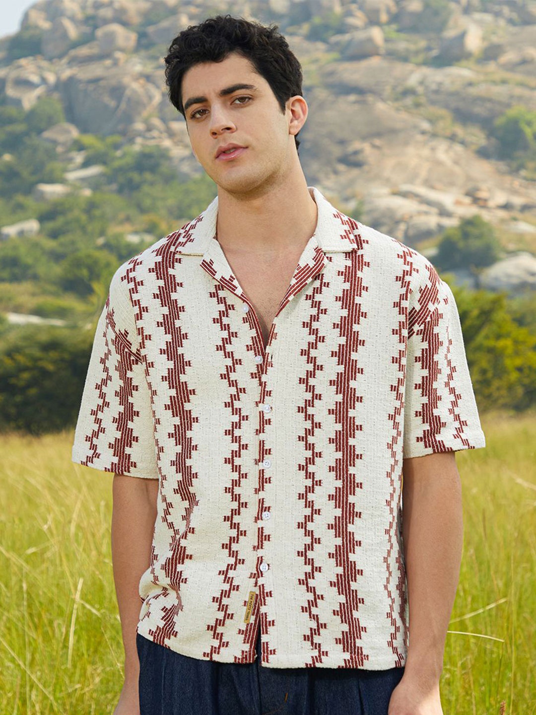 Campus Sutra Men Comfort Relaxed Fit Cuban Collar Textured Cotton Casual Shirt, Beige
Campus Sutra Men Comfort Relaxed Fit Cuban Collar Textured Cotton Casual Shirt, Beige