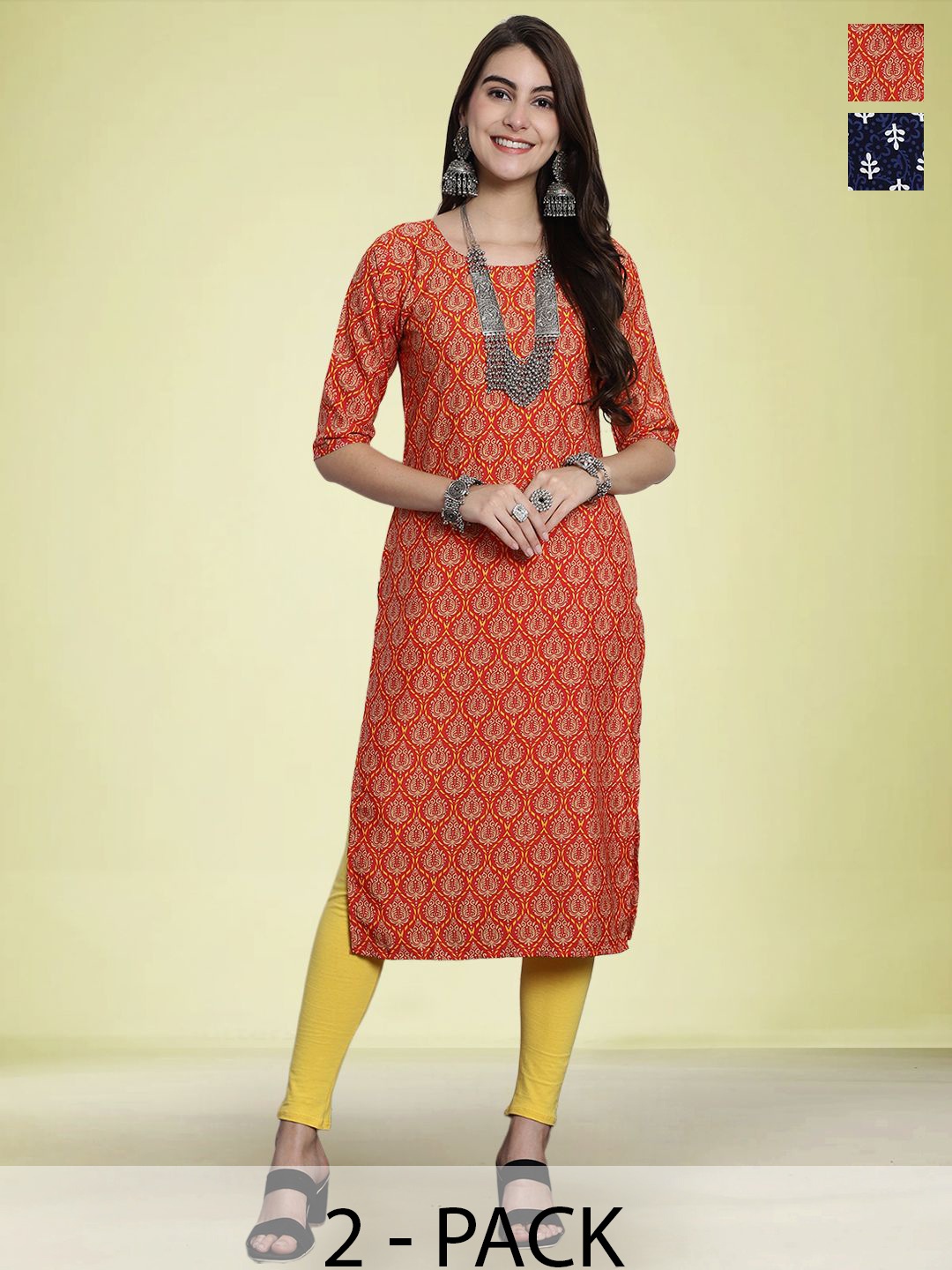 Moda Rapido Selection Of 2 Ethnic Motifs Printed Round Neck Straight Kurta s, Orange
Moda Rapido Selection Of 2 Ethnic Motifs Printed Round Neck Straight Kurta s, Orange