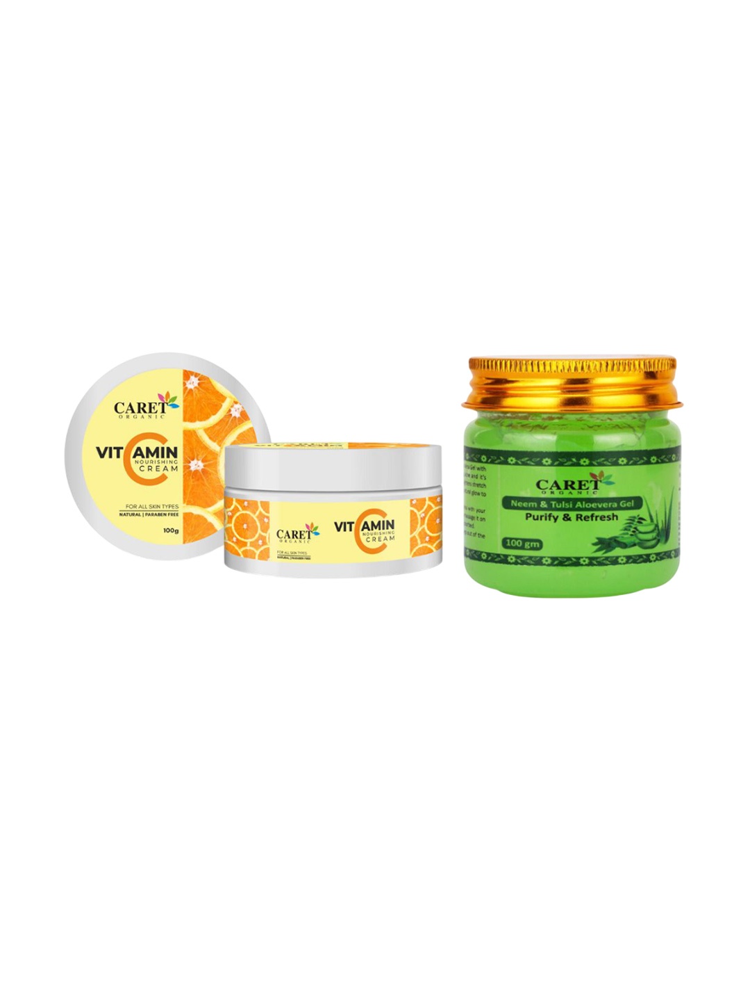 CARET ORGANIC Set Of 2 Nourishing Cream With Vitamin C- 100 g & Neem Tulsi Gel- 100 g, White
CARET ORGANIC Set Of 2 Nourishing Cream With Vitamin C- 100 g & Neem Tulsi Gel- 100 g, White