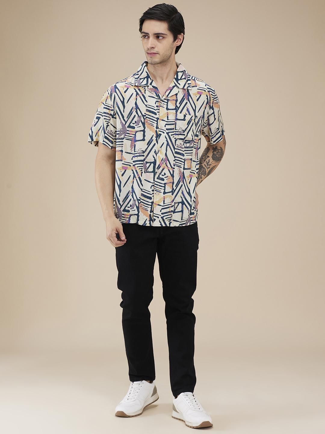 Being Human Men Classic Fit Cuban Collar Abstract Printed Casual Shirt, Yellow
Being Human Men Classic Fit Cuban Collar Abstract Printed Casual Shirt, Yellow