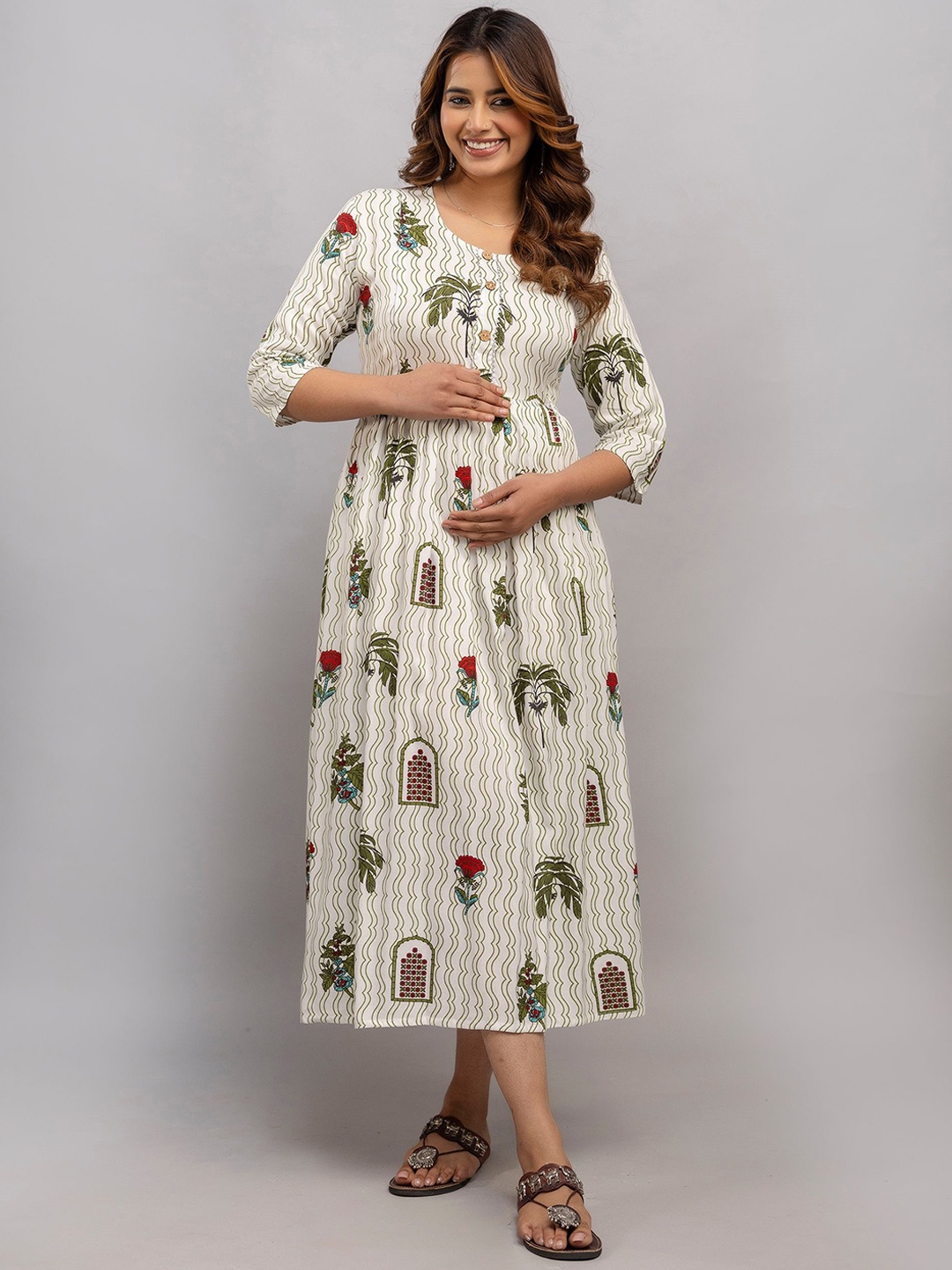 Mialo fashion Women Printed Cotton Maternity Midi Fit and Flare Ethnic Dresses, White
Mialo fashion Women Printed Cotton Maternity Midi Fit and Flare Ethnic Dresses, White