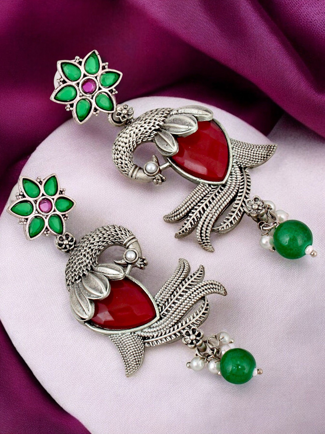 LUCKY JEWELLERY Silver-Plated Artificial Stone Studded and Beaded Oxidised Drop Earrings
LUCKY JEWELLERY Silver-Plated Artificial Stone Studded and Beaded Oxidised Drop Earrings