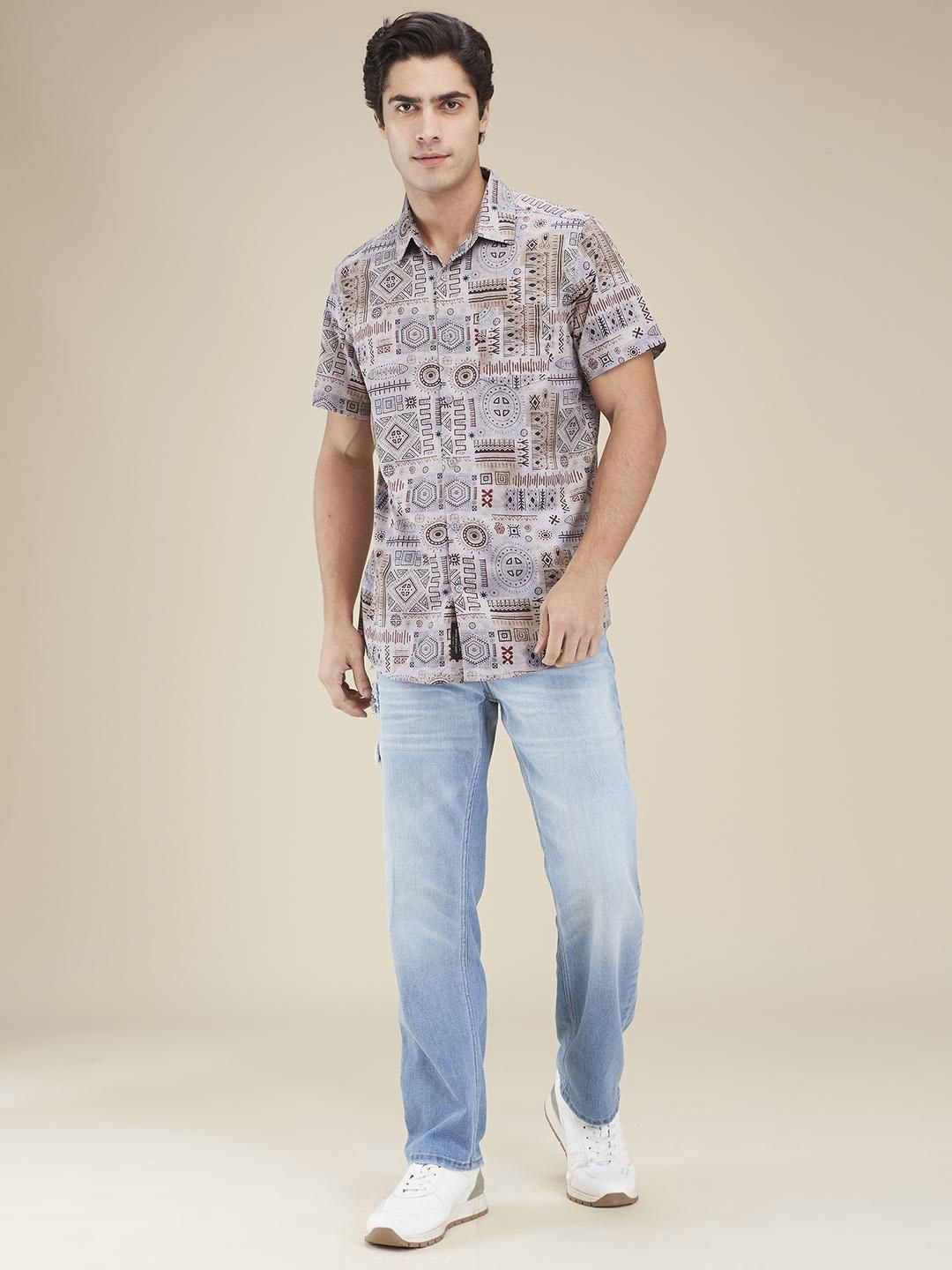 Being Human Men Classic Fit Spread Collar Geometric Printed Cotton Casual Shirt, Grey
Being Human Men Classic Fit Spread Collar Geometric Printed Cotton Casual Shirt, Grey