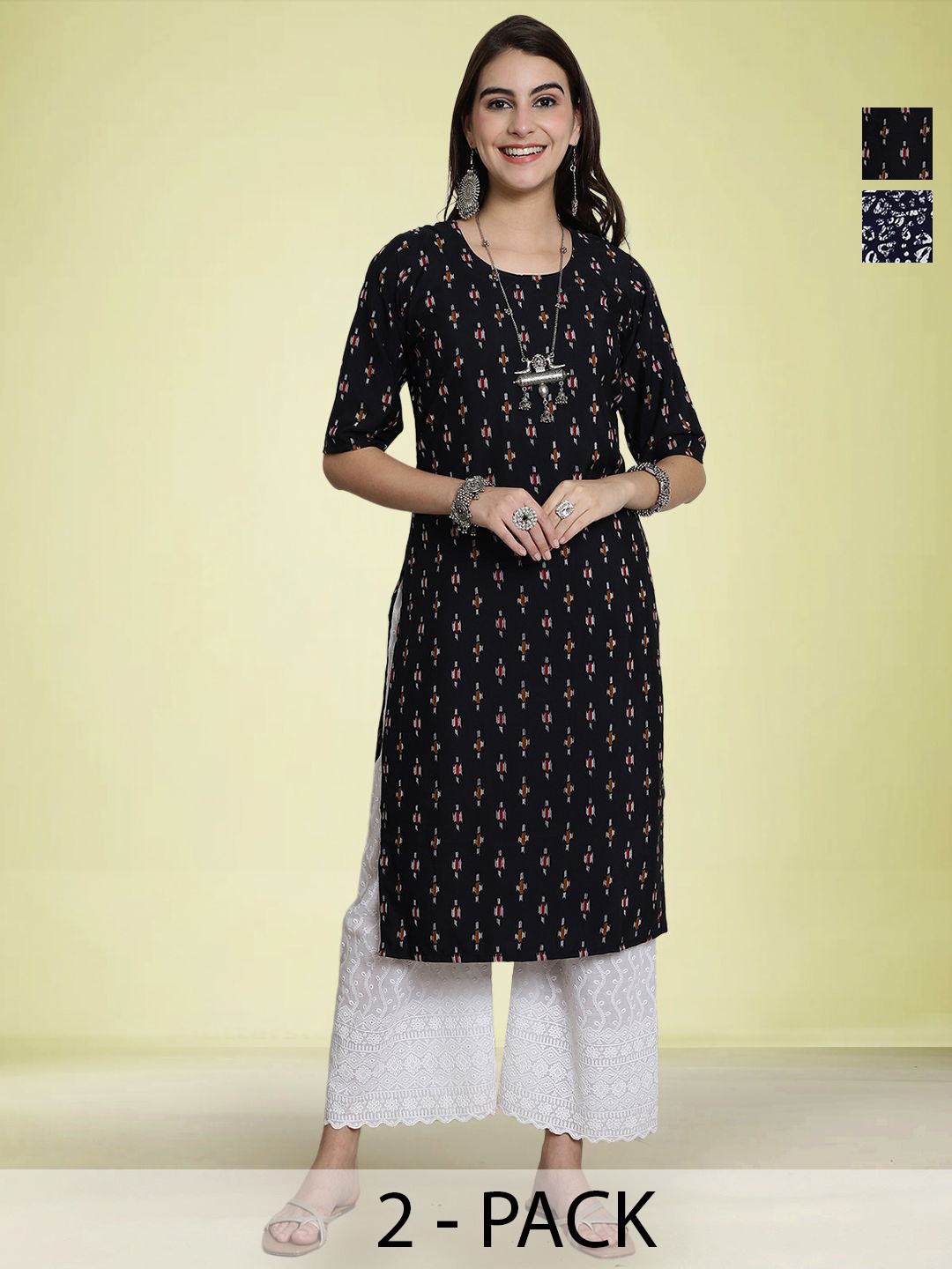 Moda Rapido Selection Of 2 Geometric Round Neck Straight Kurta With Trousers, Black
Moda Rapido Selection Of 2 Geometric Round Neck Straight Kurta With Trousers, Black