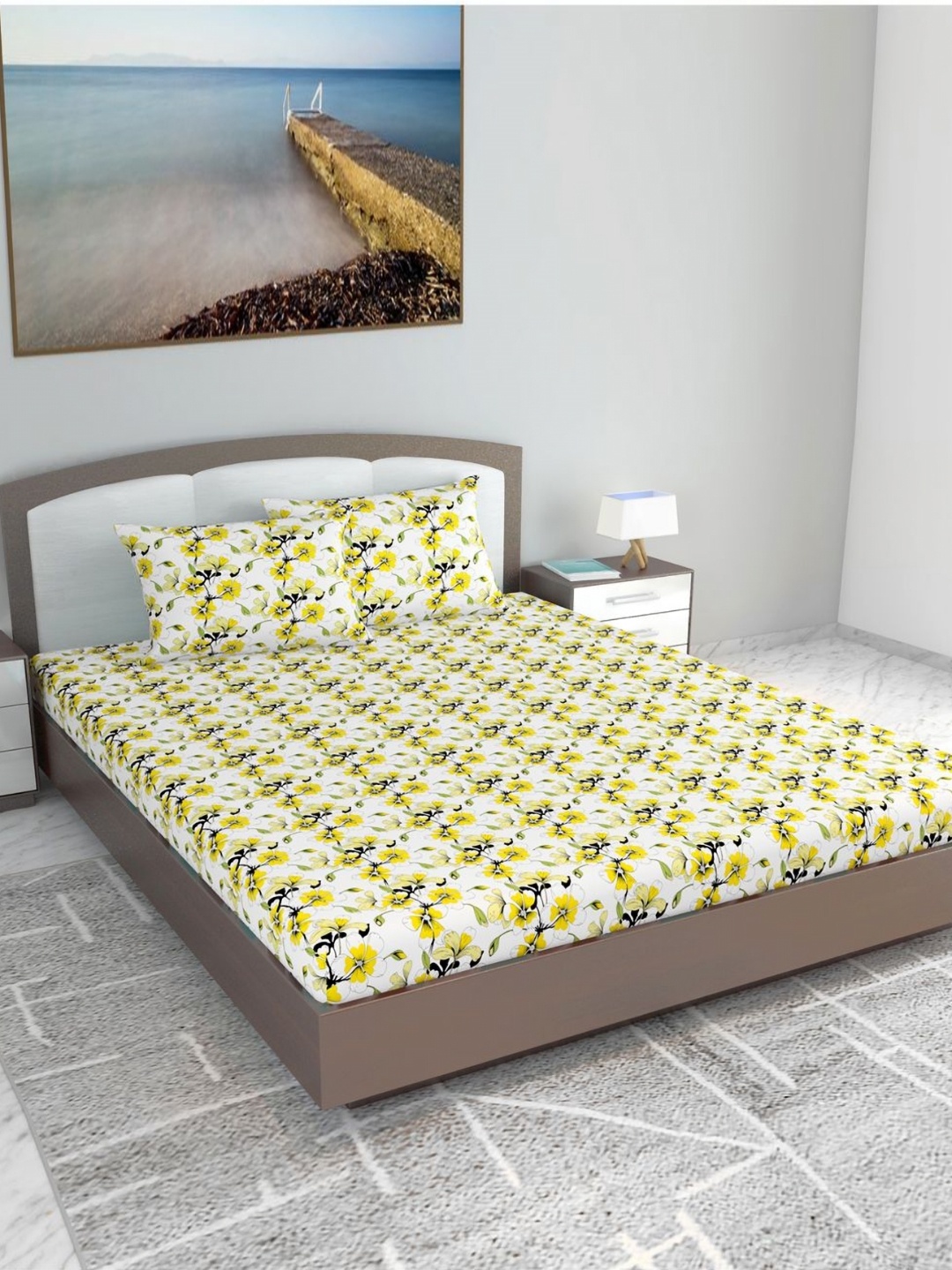 Divine Casa florate Yellow Floral Printed Pure Cotton 144 TC King Bedsheet Set 2.70mx2.70m
Divine Casa florate Yellow Floral Printed Pure Cotton 144 TC King Bedsheet Set 2.70mx2.70m