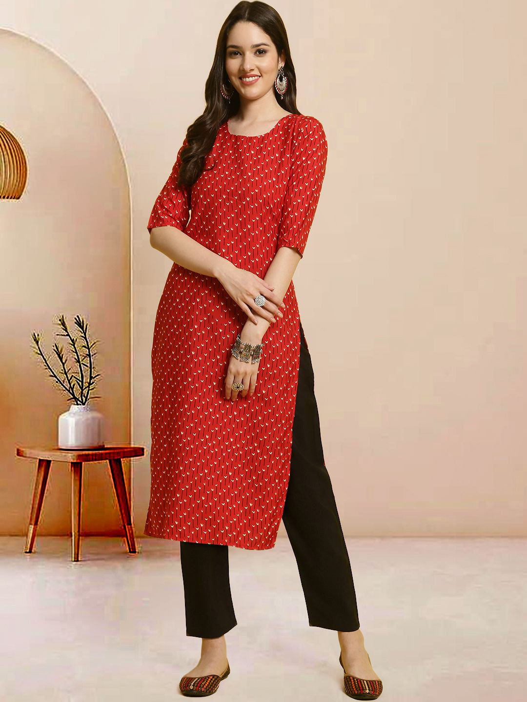 Moda Rapido Floral Printed Round Neck Straight Kurta With Trousers, Red
Moda Rapido Floral Printed Round Neck Straight Kurta With Trousers, Red