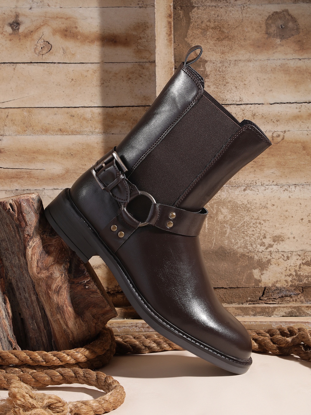 The Roadster Life Co. Women Mid-Top Chelsea Boots With Belt Detail, Coffee brown
The Roadster Life Co. Women Mid-Top Chelsea Boots With Belt Detail, Coffee brown