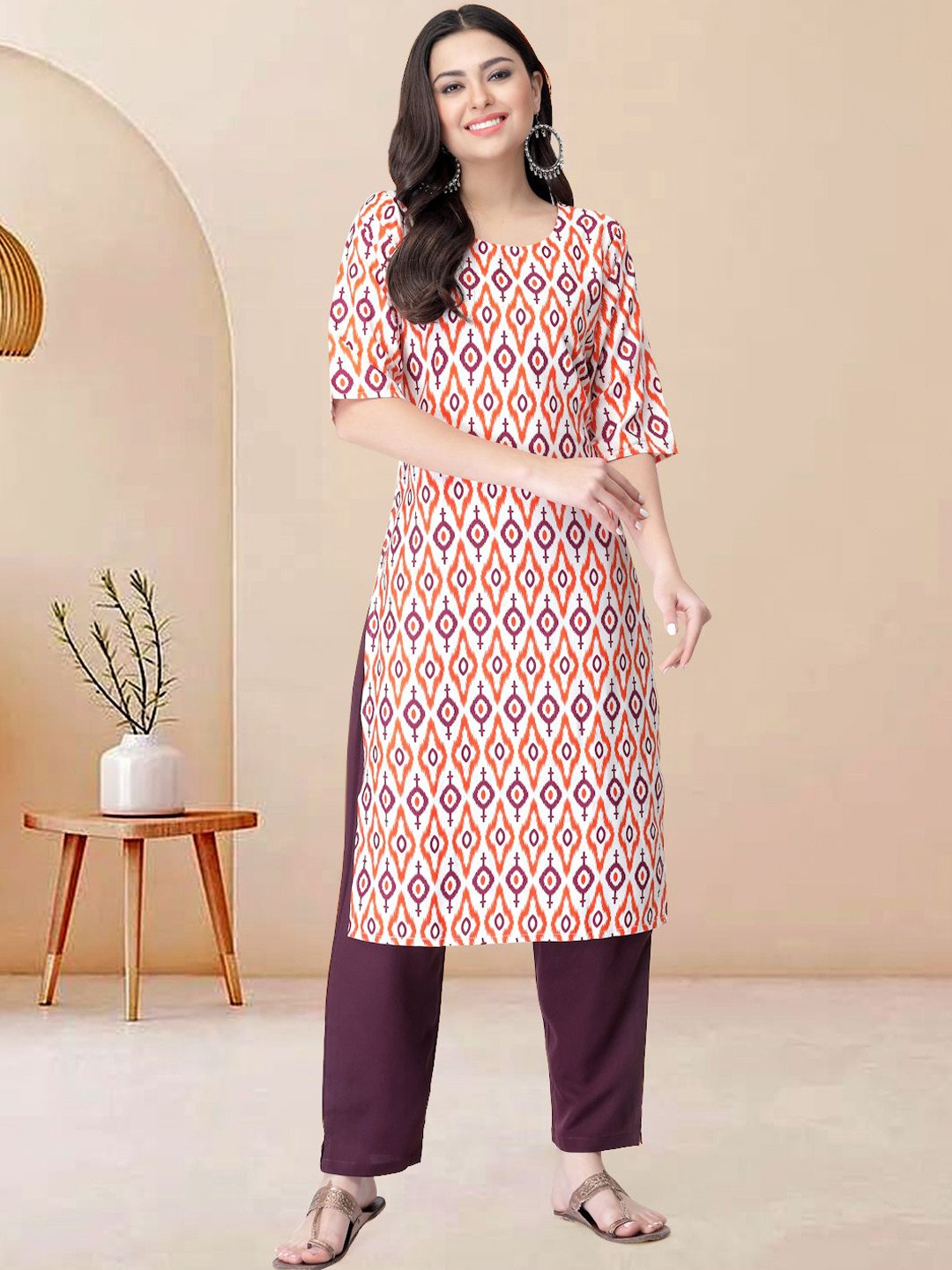 Moda Rapido Ethnic Motifs Printed Round Neck Straight Kurta With Trousers, White
Moda Rapido Ethnic Motifs Printed Round Neck Straight Kurta With Trousers, White