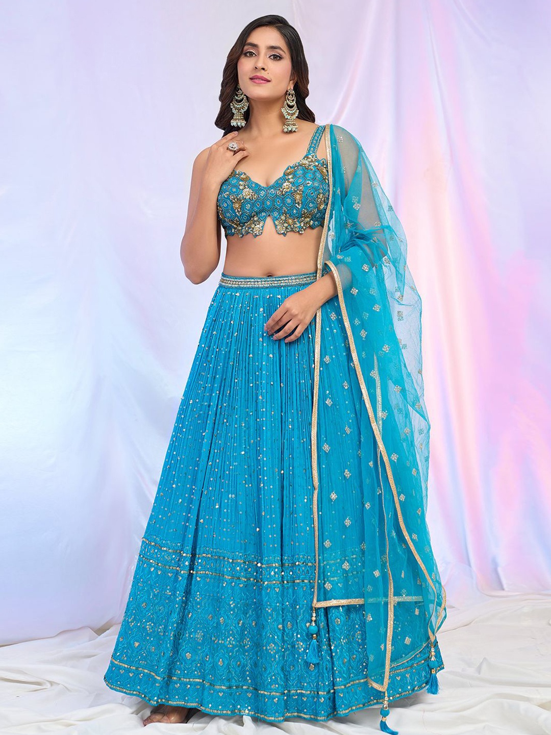 Alaya Advani Embroidered Sequinned Ready to Wear Lehenga & Blouse With Dupatta, Blue
Alaya Advani Embroidered Sequinned Ready to Wear Lehenga & Blouse With Dupatta, Blue