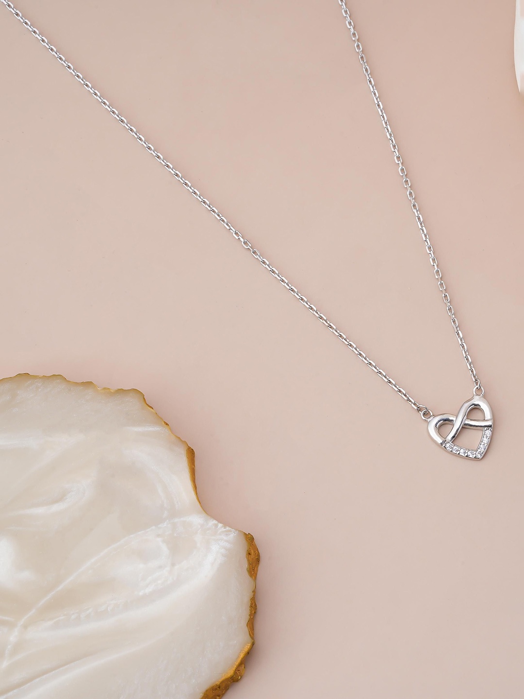 LIORA 925 Silver Jewellery Sterling Silver Rhodium-Plated CZ Studded Pendant With Chain
LIORA 925 Silver Jewellery Sterling Silver Rhodium-Plated CZ Studded Pendant With Chain