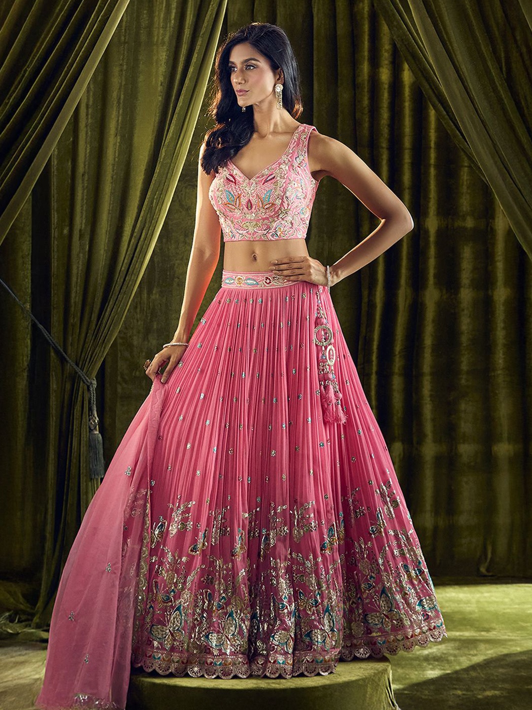 Alaya Advani Embroidered Beads and Stones Ready to Wear Lehenga & Blouse With Dupatta, Pink
Alaya Advani Embroidered Beads and Stones Ready to Wear Lehenga & Blouse With Dupatta, Pink