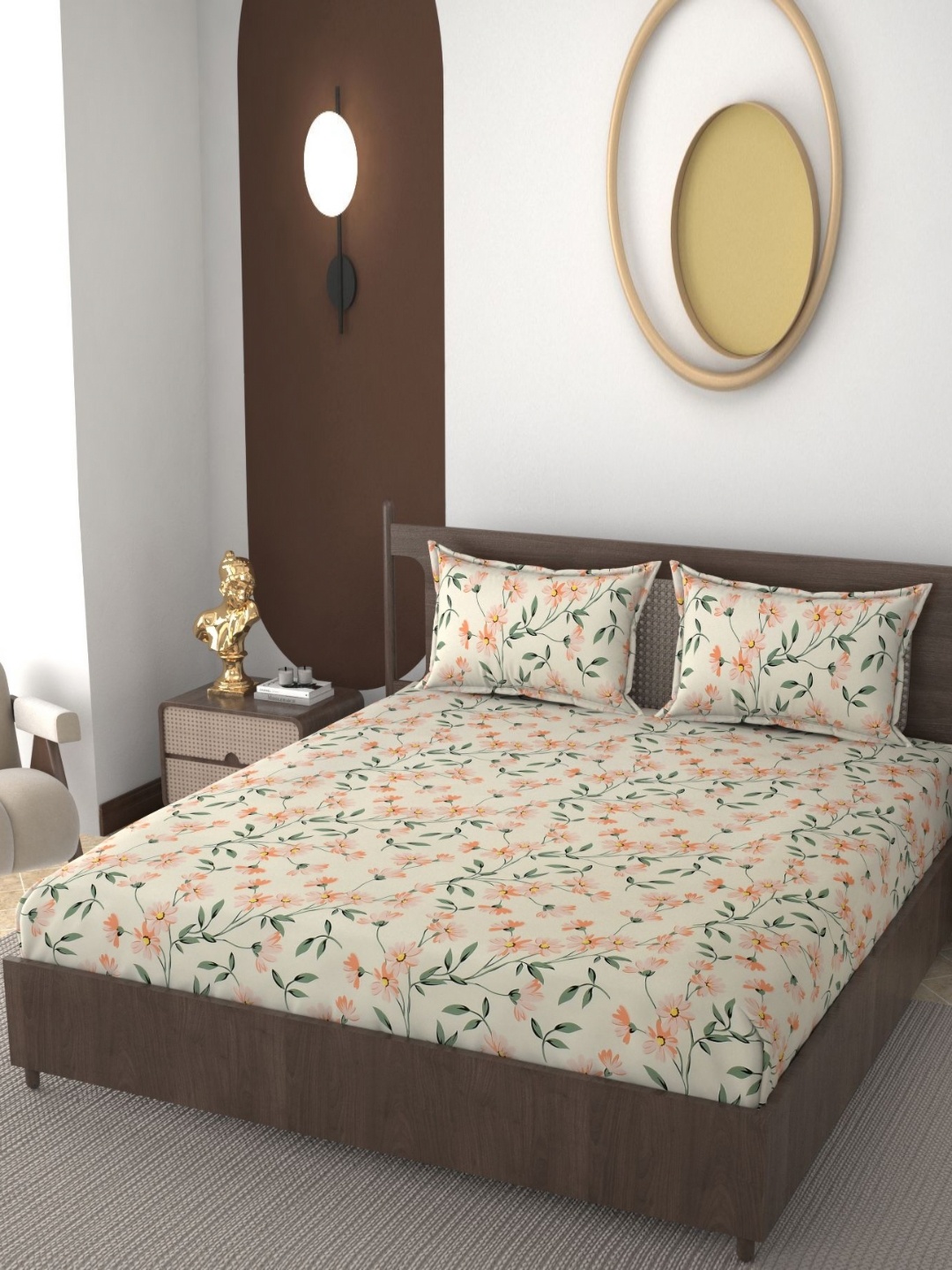 VOMZER Green Floral Printed 210 TC Cotton Fitted King Bedsheet Set- 1.98 m x 1.83 m, Off white
VOMZER Green Floral Printed 210 TC Cotton Fitted King Bedsheet Set- 1.98 m x 1.83 m, Off white
