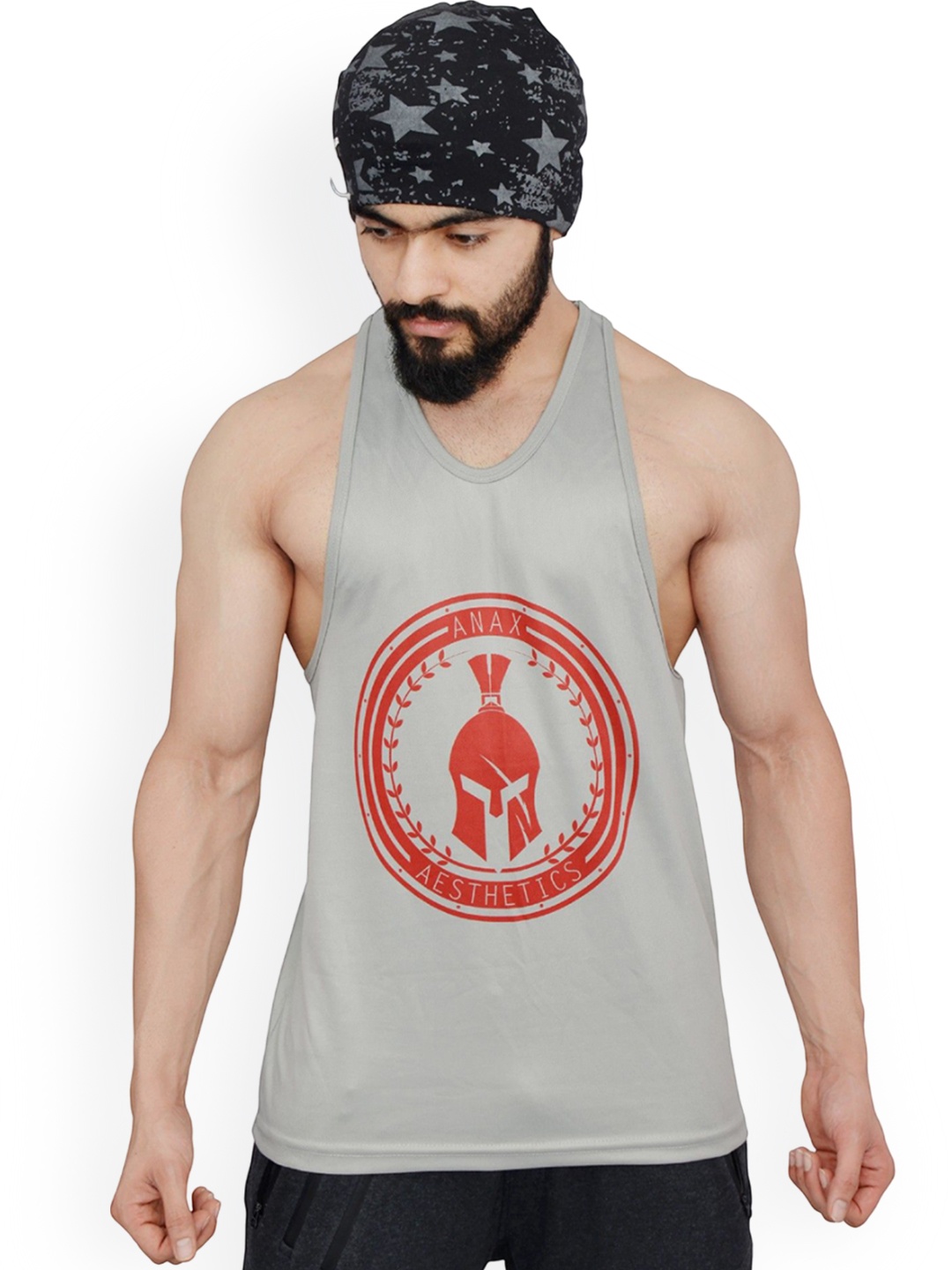 Anax Aesthetics Men Polyester Dri-Fit Printed Sleeveless Sando Gym Vest Stringer Tank Top, Grey
Anax Aesthetics Men Polyester Dri-Fit Printed Sleeveless Sando Gym Vest Stringer Tank Top, Grey