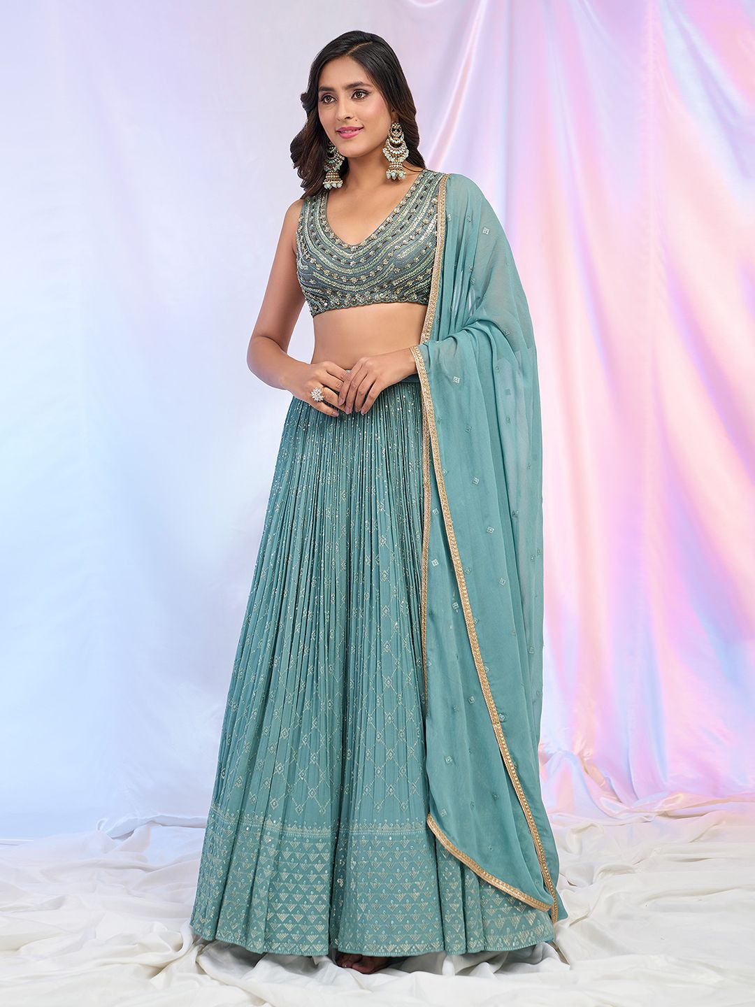 Alaya Advani Embroidered Beads and Stones Ready to Wear Lehenga & Blouse With Dupatta, Blue
Alaya Advani Embroidered Beads and Stones Ready to Wear Lehenga & Blouse With Dupatta, Blue