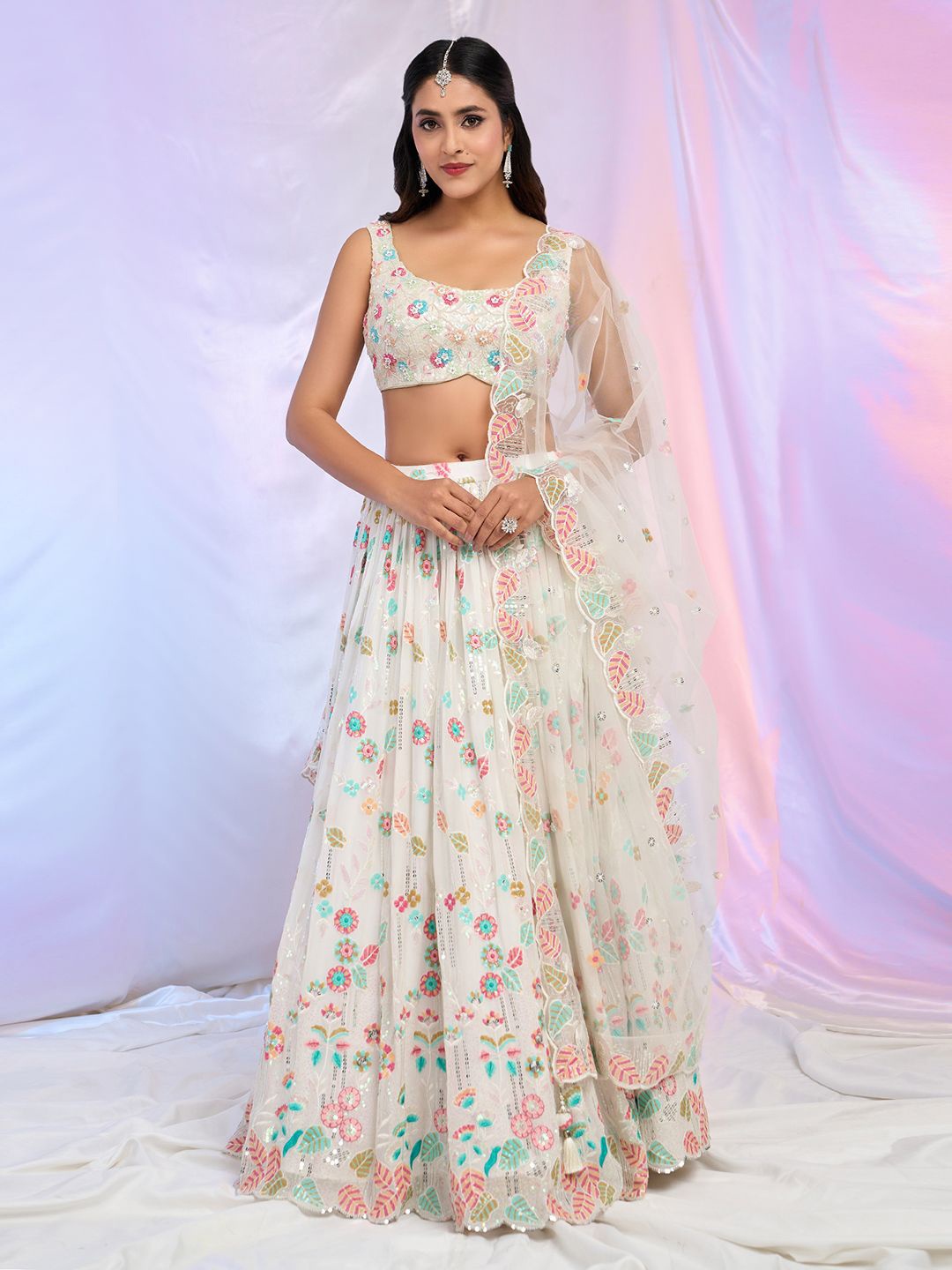 Alaya Advani Embroidered Thread Work Ready to Wear Lehenga & Blouse With Dupatta, White
Alaya Advani Embroidered Thread Work Ready to Wear Lehenga & Blouse With Dupatta, White