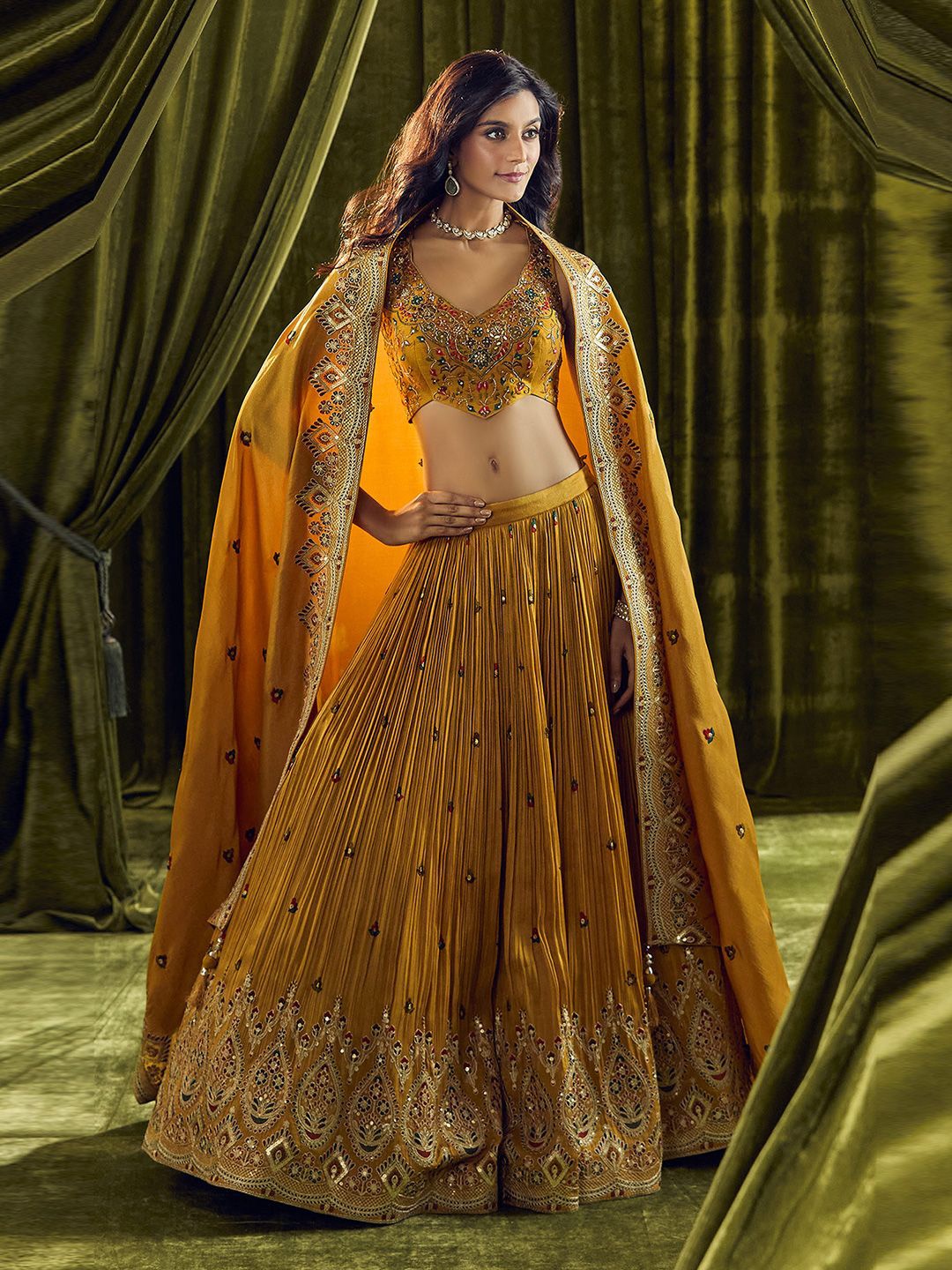Alaya Advani Embroidered Thread Work Ready to Wear Lehenga & Blouse With Dupatta, Yellow
Alaya Advani Embroidered Thread Work Ready to Wear Lehenga & Blouse With Dupatta, Yellow