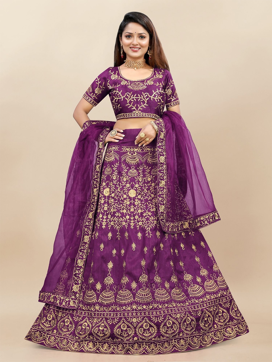 A TO Z CART Embroidered Semi-Stitched Lehenga & Unstitched Blouse With Dupatta, Purple
A TO Z CART Embroidered Semi-Stitched Lehenga & Unstitched Blouse With Dupatta, Purple