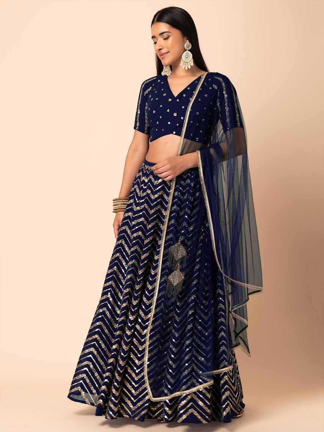 FABPIXEL Embroidered Sequinned Semi-Stitched Lehenga & Unstitched Blouse With Dupatta, Blue
FABPIXEL Embroidered Sequinned Semi-Stitched Lehenga & Unstitched Blouse With Dupatta, Blue