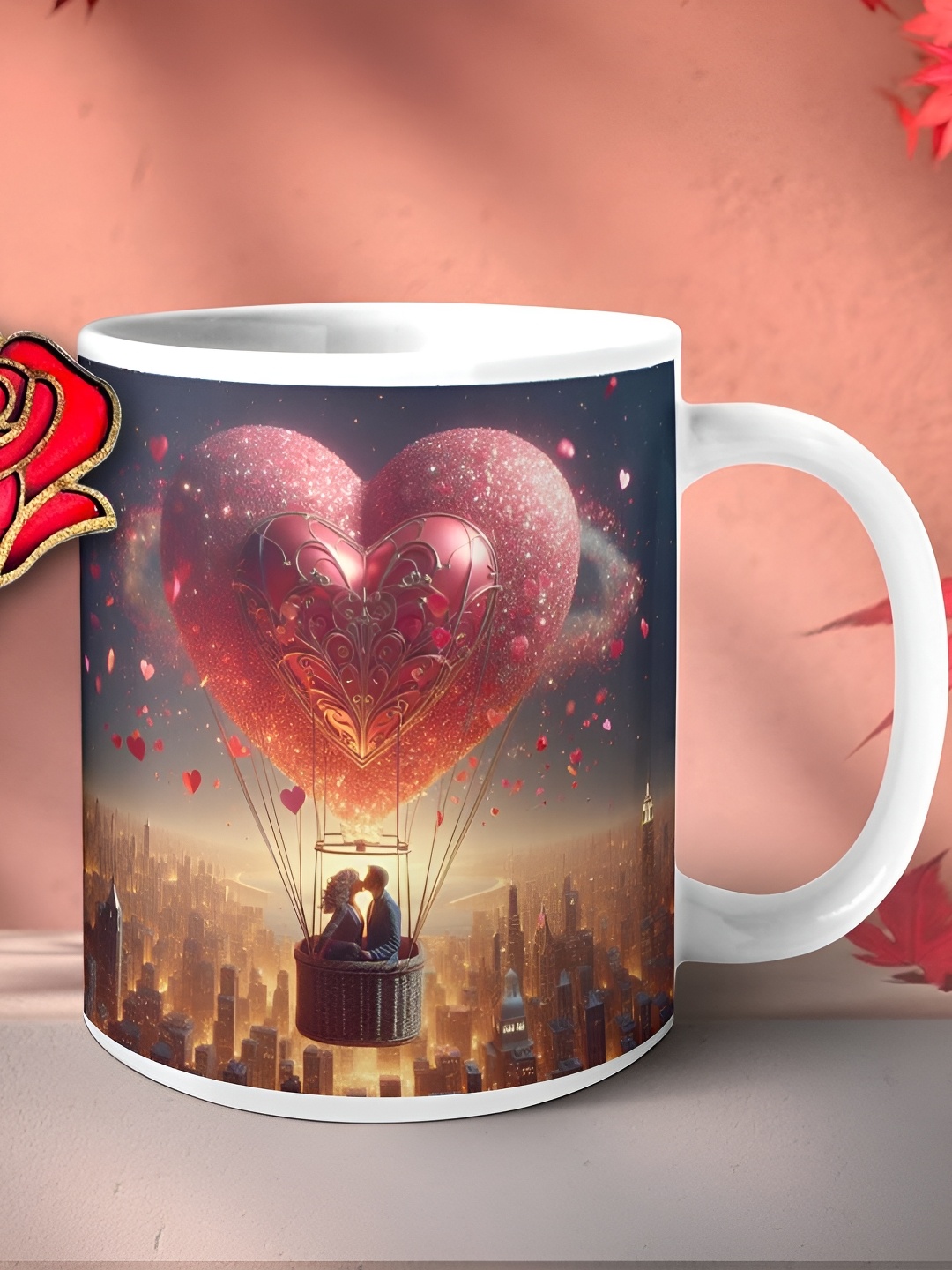 Phirki Studio White 2 Pieces Printed Ceramic Glossy Mugs With Wooden Rose Magnet 350ml
Phirki Studio White 2 Pieces Printed Ceramic Glossy Mugs With Wooden Rose Magnet 350ml