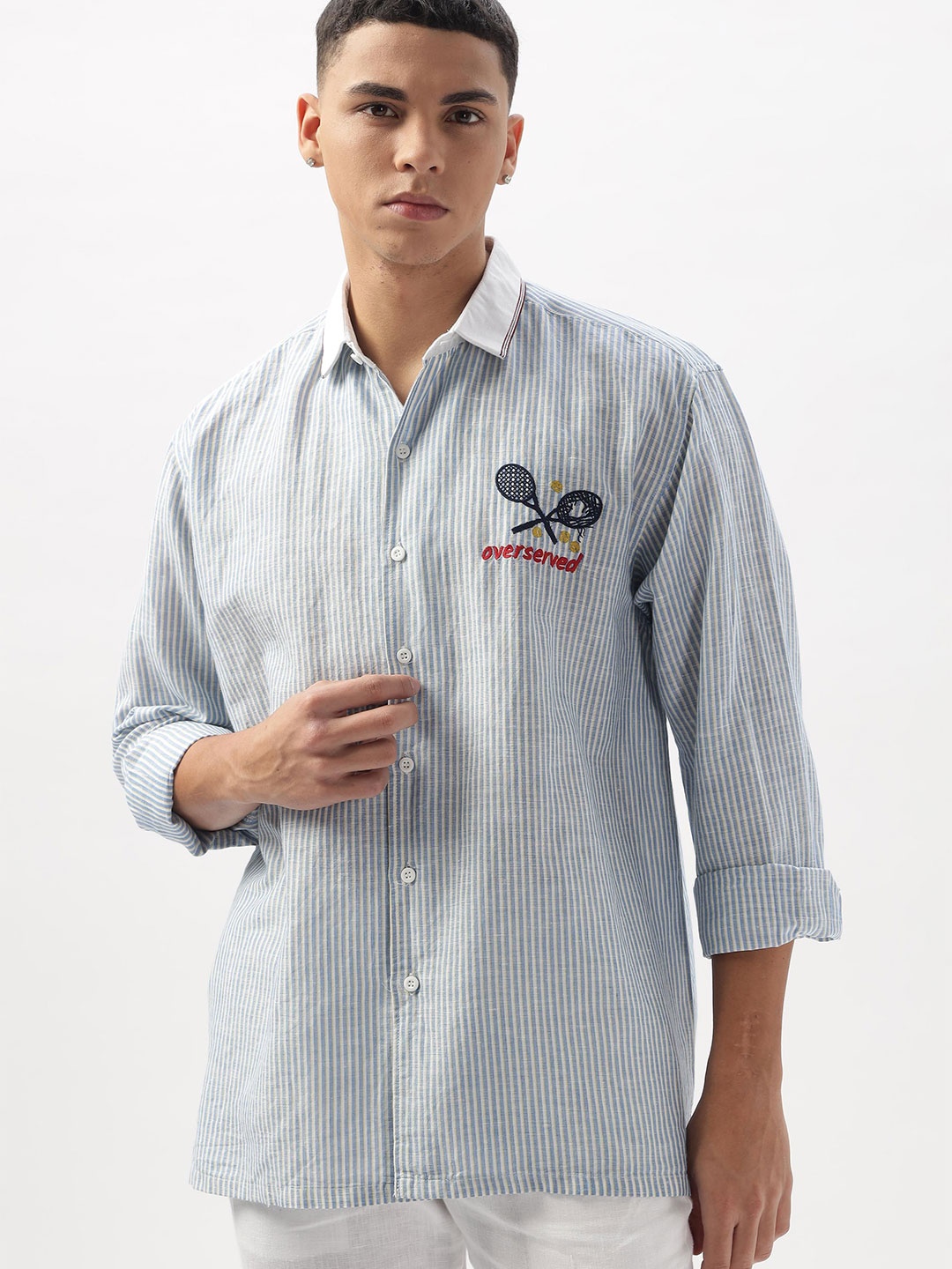 HAMPTONS Men Standard Cutaway Collar Vertical Striped Cotton Casual Shirt, Blue
HAMPTONS Men Standard Cutaway Collar Vertical Striped Cotton Casual Shirt, Blue