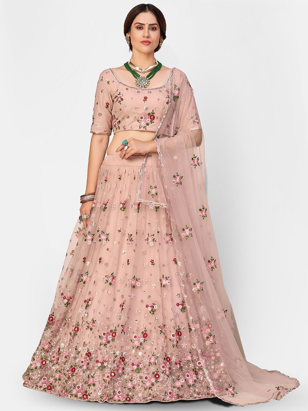 DIVINE EXIM Embroidered Sequinned Semi-Stitched Lehenga & Unstitched Blouse With Dupatta, Taupe
DIVINE EXIM Embroidered Sequinned Semi-Stitched Lehenga & Unstitched Blouse With Dupatta, Taupe