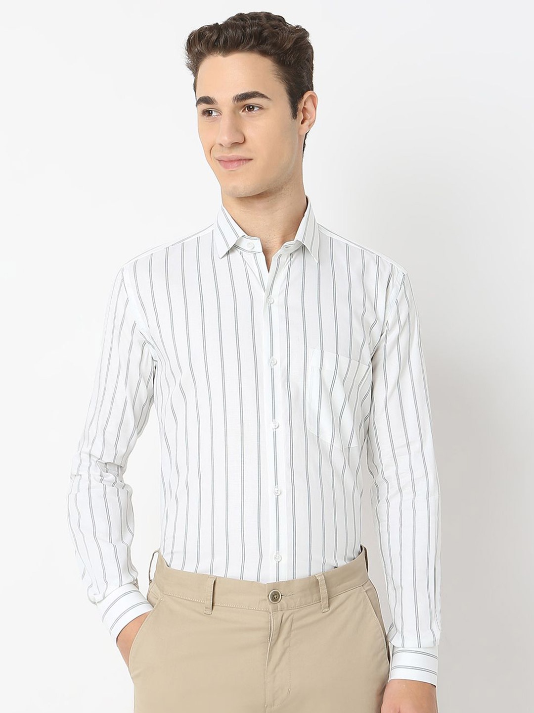 MARK & ALBERT Men Classic Slim Fit Cutaway Collar Vertical Striped Cotton Formal Shirt, White
MARK & ALBERT Men Classic Slim Fit Cutaway Collar Vertical Striped Cotton Formal Shirt, White