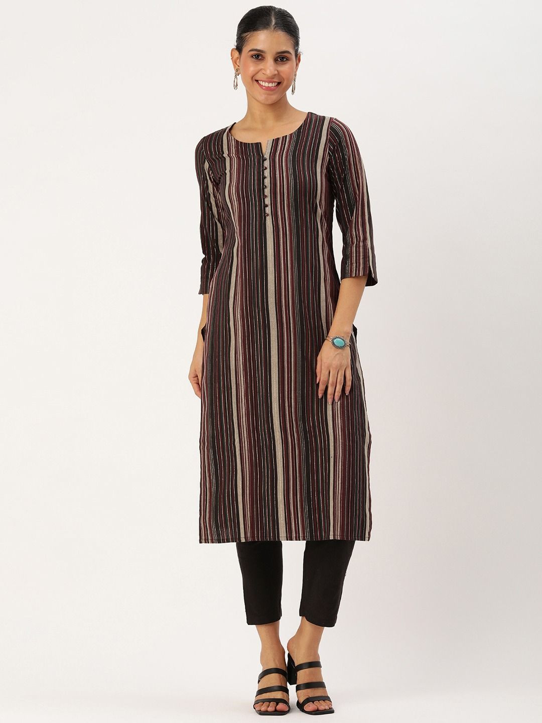 KALINI Selection Of 2 Striped Woven Mandarin Collar Straight Kurtas with Trousers, Maroon
KALINI Selection Of 2 Striped Woven Mandarin Collar Straight Kurtas with Trousers, Maroon