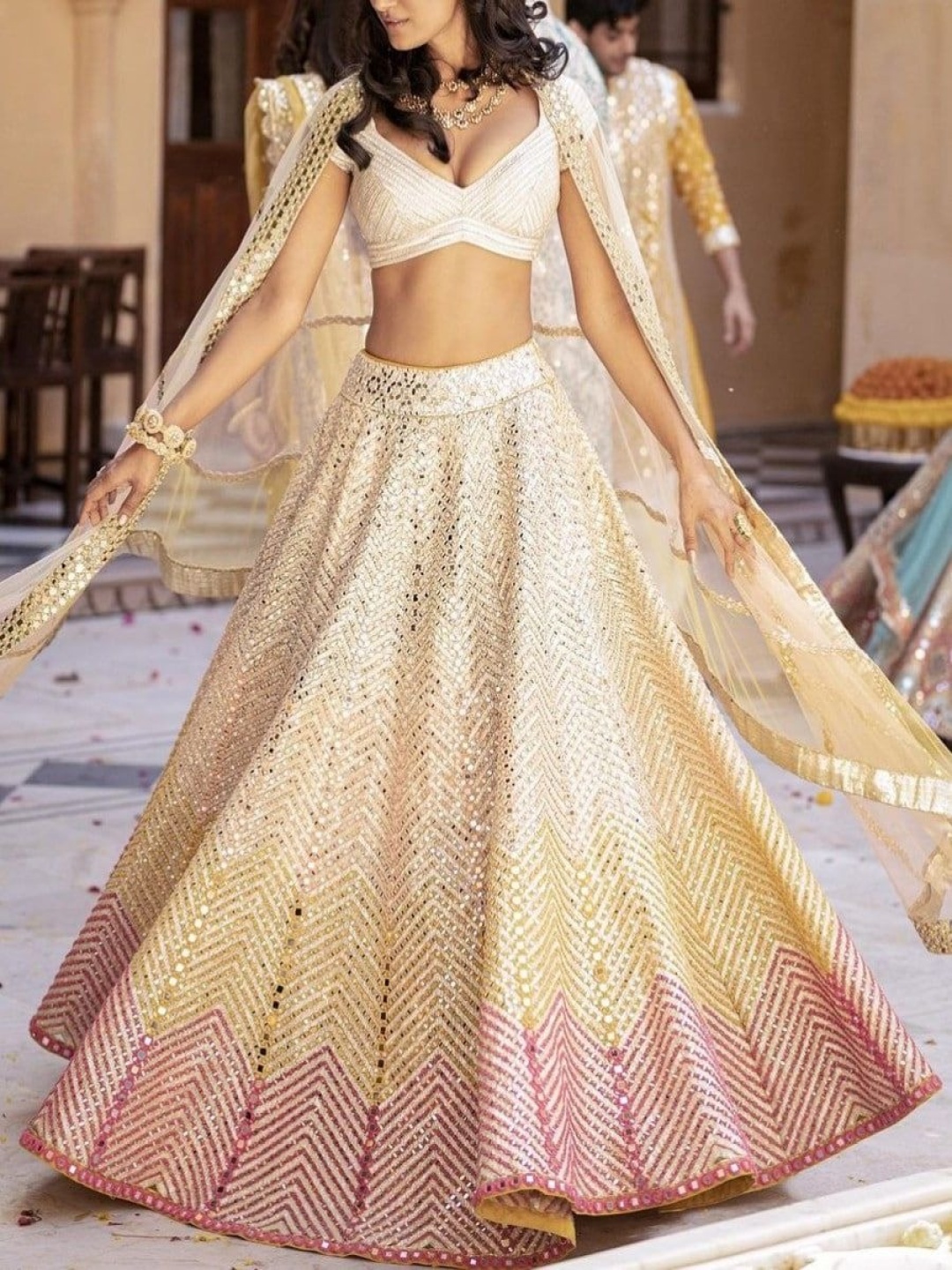 Rujave Embellished Thread Work Semi-Stitched Lehenga & Unstitched Blouse With Dupatta, Cream
Rujave Embellished Thread Work Semi-Stitched Lehenga & Unstitched Blouse With Dupatta, Cream