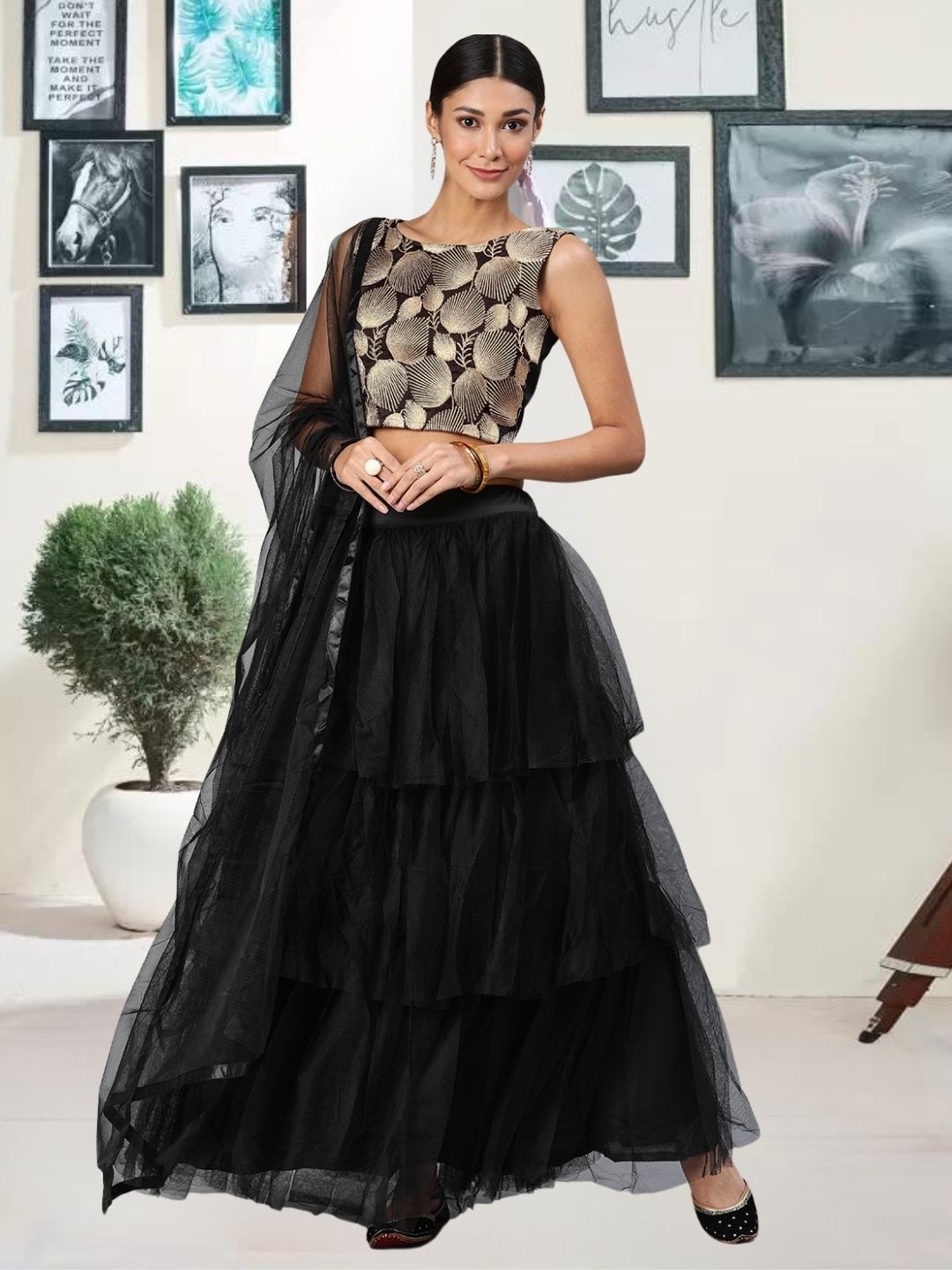 MAGMINA Woven Design Zari Semi-Stitched Lehenga & Unstitched Blouse With Dupatta, Black
MAGMINA Woven Design Zari Semi-Stitched Lehenga & Unstitched Blouse With Dupatta, Black