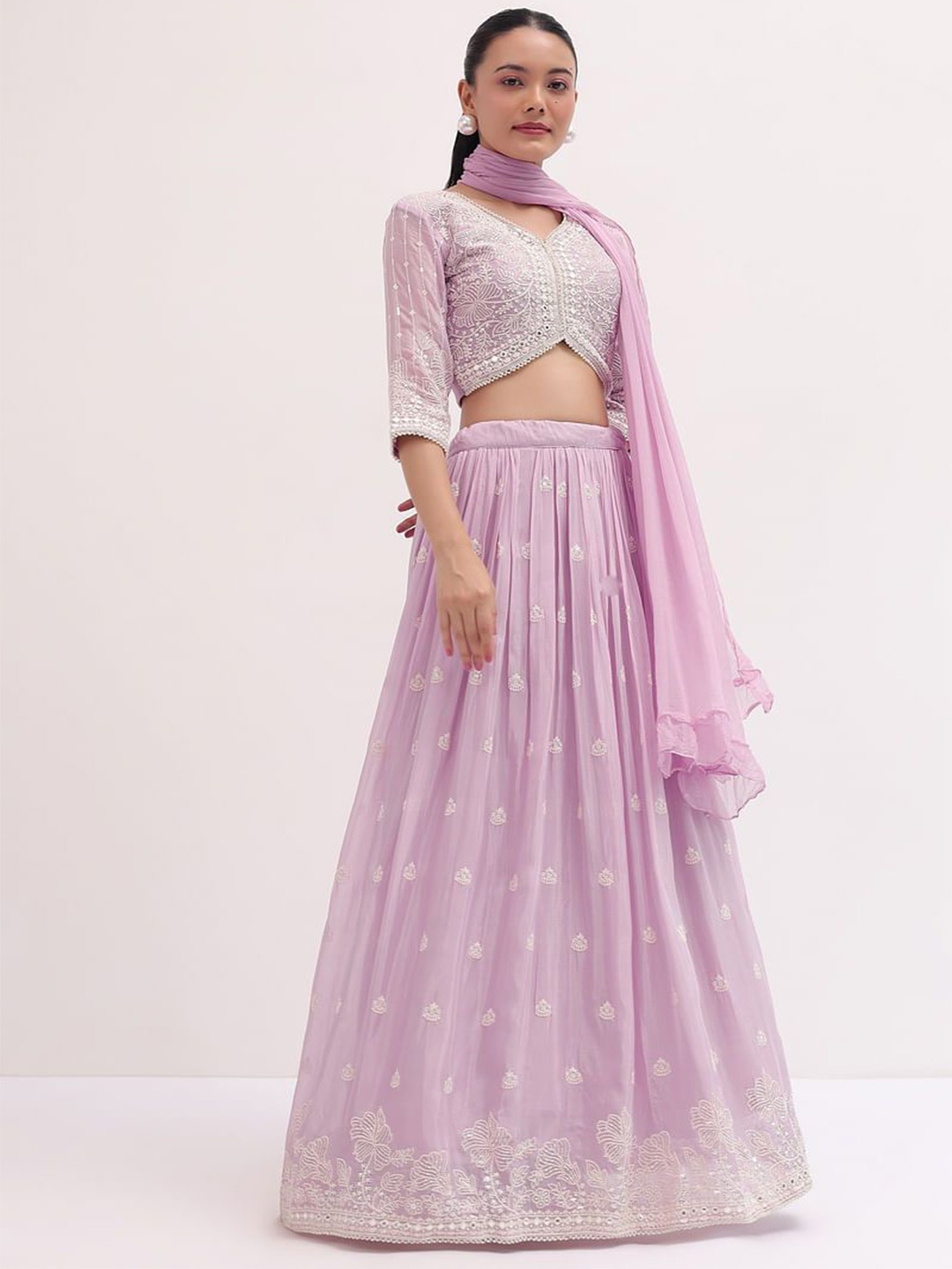 JIHU CULTURE Embroidered Sequinned Semi-Stitched Lehenga & Unstitched Blouse Dupatta, Lavender
JIHU CULTURE Embroidered Sequinned Semi-Stitched Lehenga & Unstitched Blouse Dupatta, Lavender