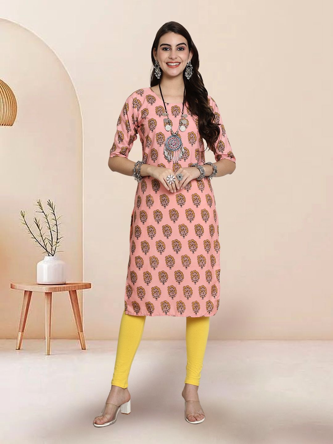 7Threads Selection Of 2 Floral Printed Round Neck Straight Kurtas, Peach
7Threads Selection Of 2 Floral Printed Round Neck Straight Kurtas, Peach