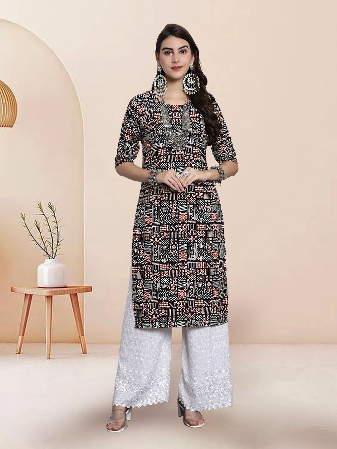 7Threads Selection Of 5 Ethnic Motifs Printed Round Neck Straight Kurtas, Black
7Threads Selection Of 5 Ethnic Motifs Printed Round Neck Straight Kurtas, Black