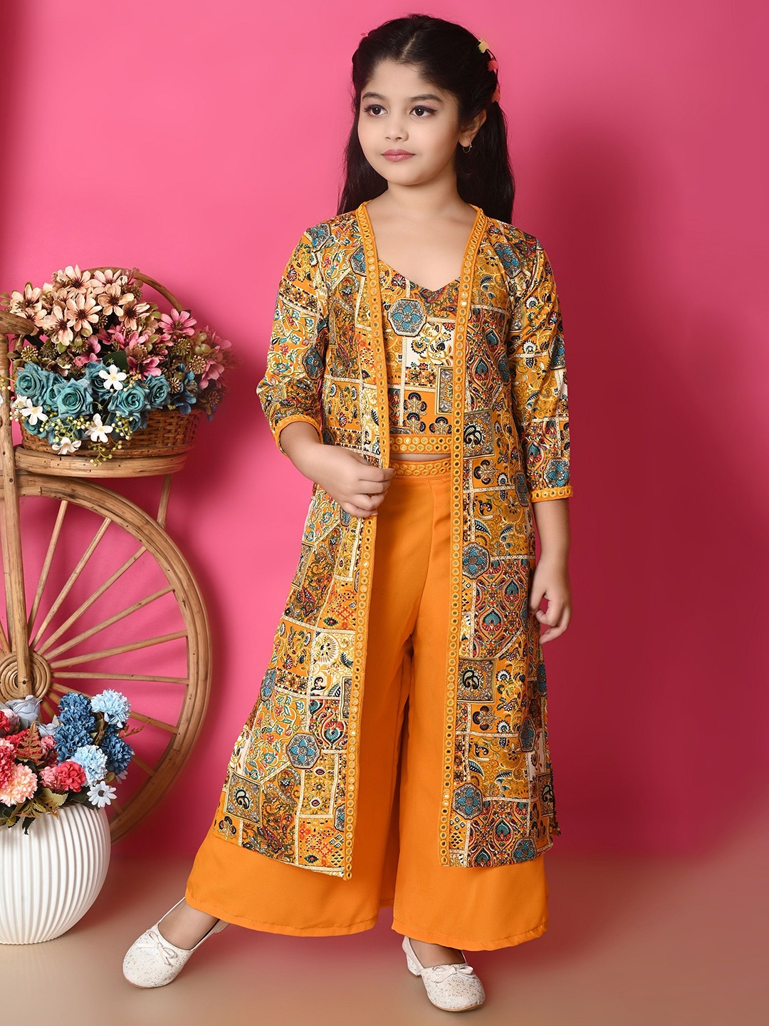 SPAMitude Girls Printed Shoulder Straps Neck Sleeveless Top With Palazzo & Shrug, Yellow
SPAMitude Girls Printed Shoulder Straps Neck Sleeveless Top With Palazzo & Shrug, Yellow
