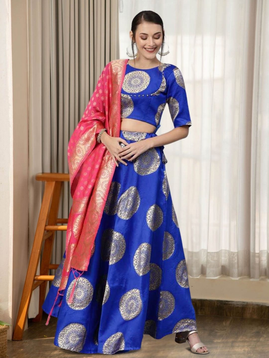 MAGMINA Woven Design Zari Jacquard Semi-Stitched Lehenga & Unstitched Blouse With Dupatta, Blue
MAGMINA Woven Design Zari Jacquard Semi-Stitched Lehenga & Unstitched Blouse With Dupatta, Blue