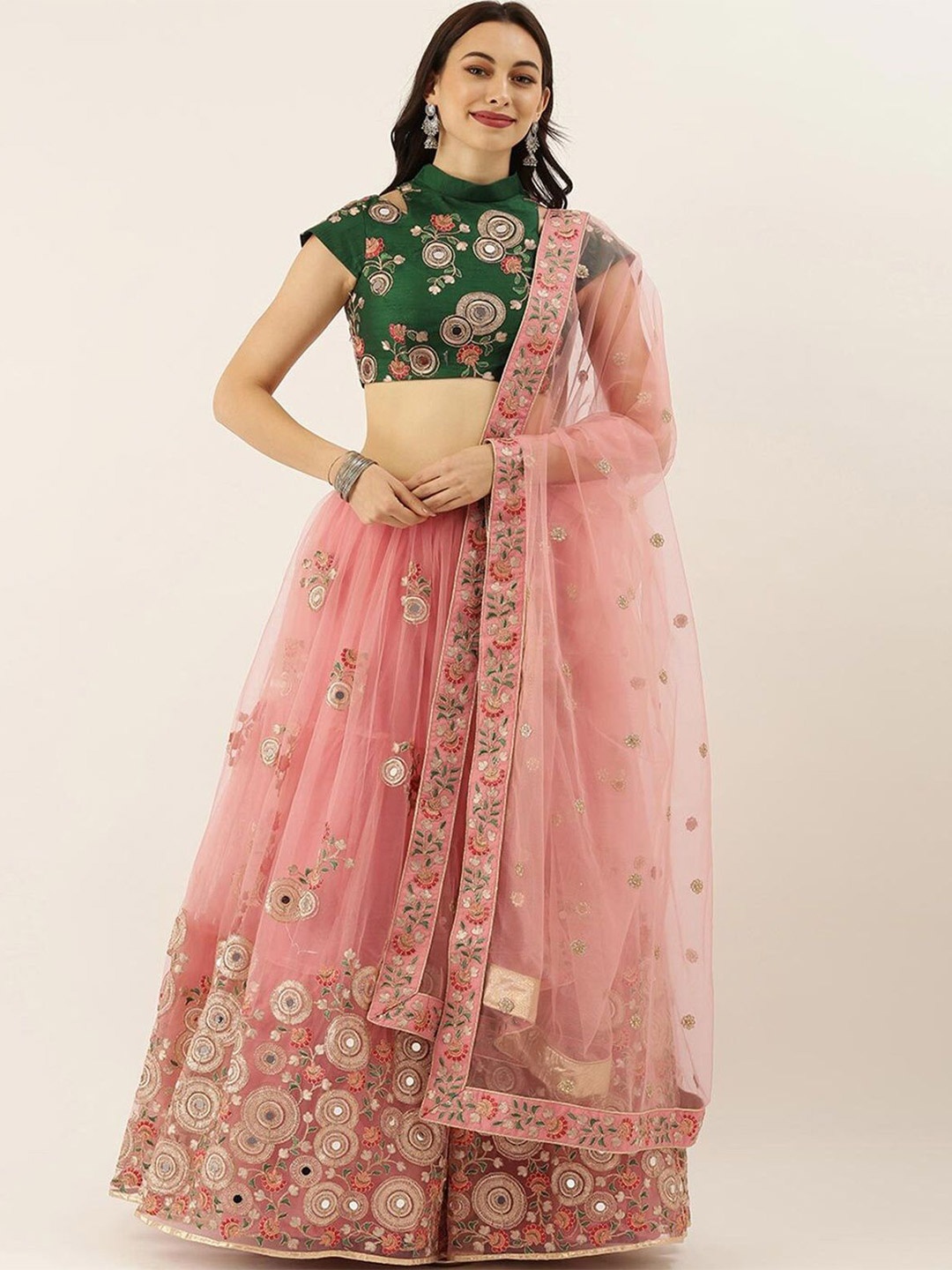 DIVINE EXIM Embroidered Mirror Work Semi-Stitched Lehenga & Unstitched Blouse With Dupatta, Pink
DIVINE EXIM Embroidered Mirror Work Semi-Stitched Lehenga & Unstitched Blouse With Dupatta, Pink