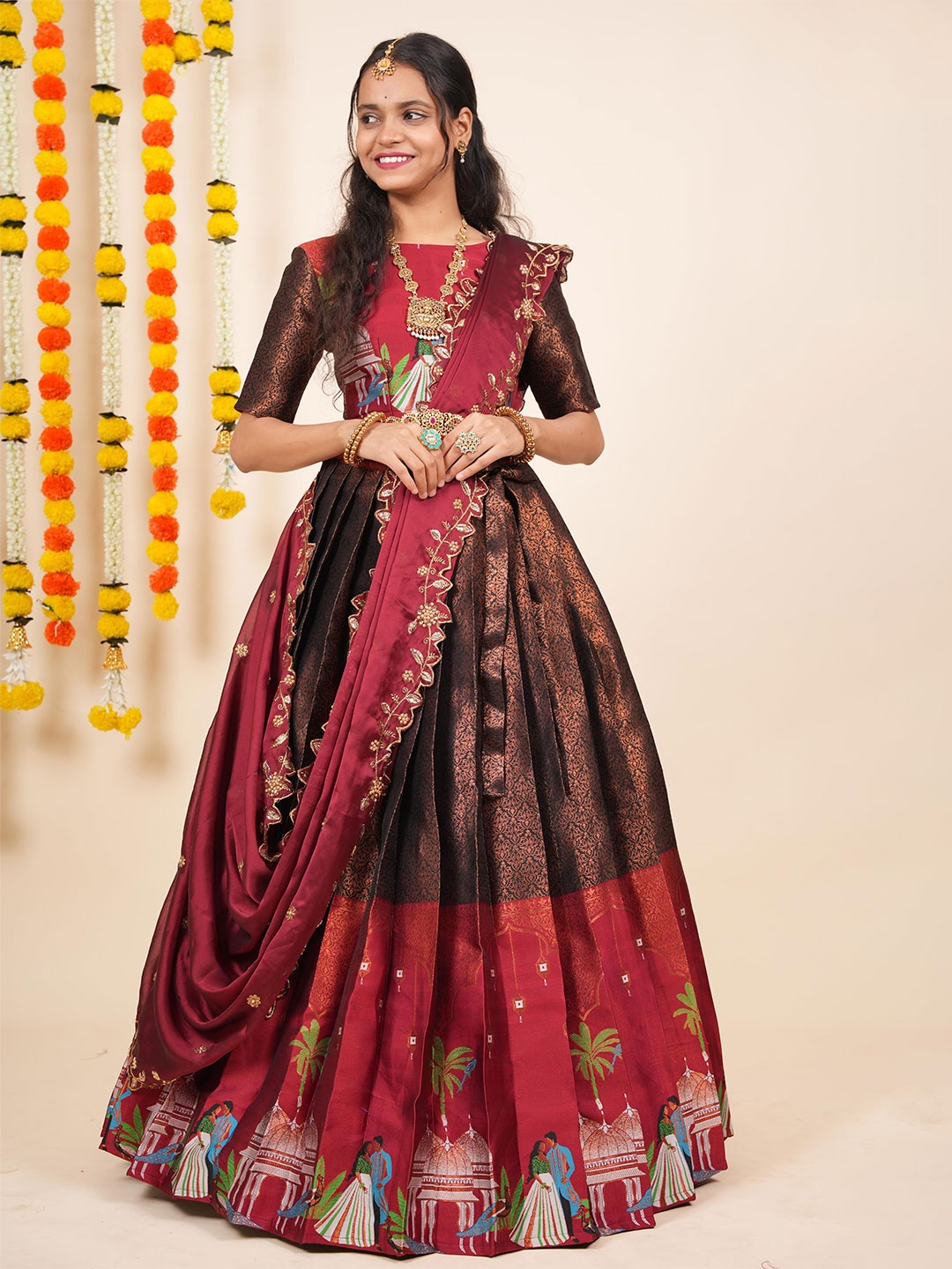Fabcartz Woven Design Thread Work Semi-Stitched Lehenga & Unstitched Blouse With Dupatta, Black
Fabcartz Woven Design Thread Work Semi-Stitched Lehenga & Unstitched Blouse With Dupatta, Black