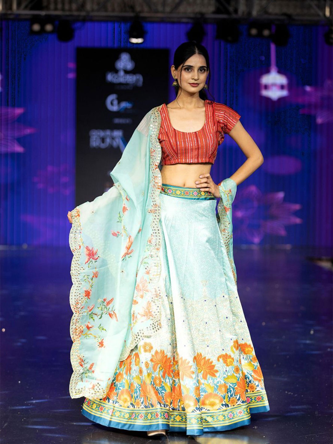 Kaizen TEXO FAB Embroidered Sequinned Semi-Stitched Lehenga & Unstitched Blouse With Dupatta, Blue
Kaizen TEXO FAB Embroidered Sequinned Semi-Stitched Lehenga & Unstitched Blouse With Dupatta, Blue