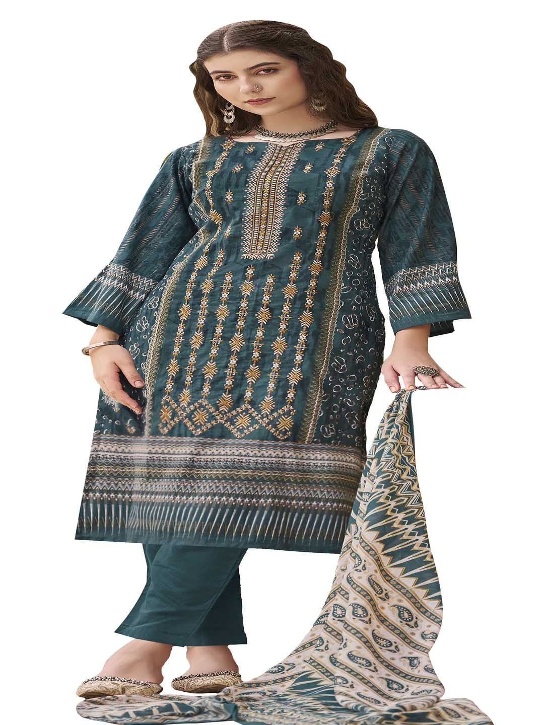 DRAVINAM Trends Ethnic Motifs Embroidered Pure Cotton Unstitched Dress Material, Blue
DRAVINAM Trends Ethnic Motifs Embroidered Pure Cotton Unstitched Dress Material, Blue