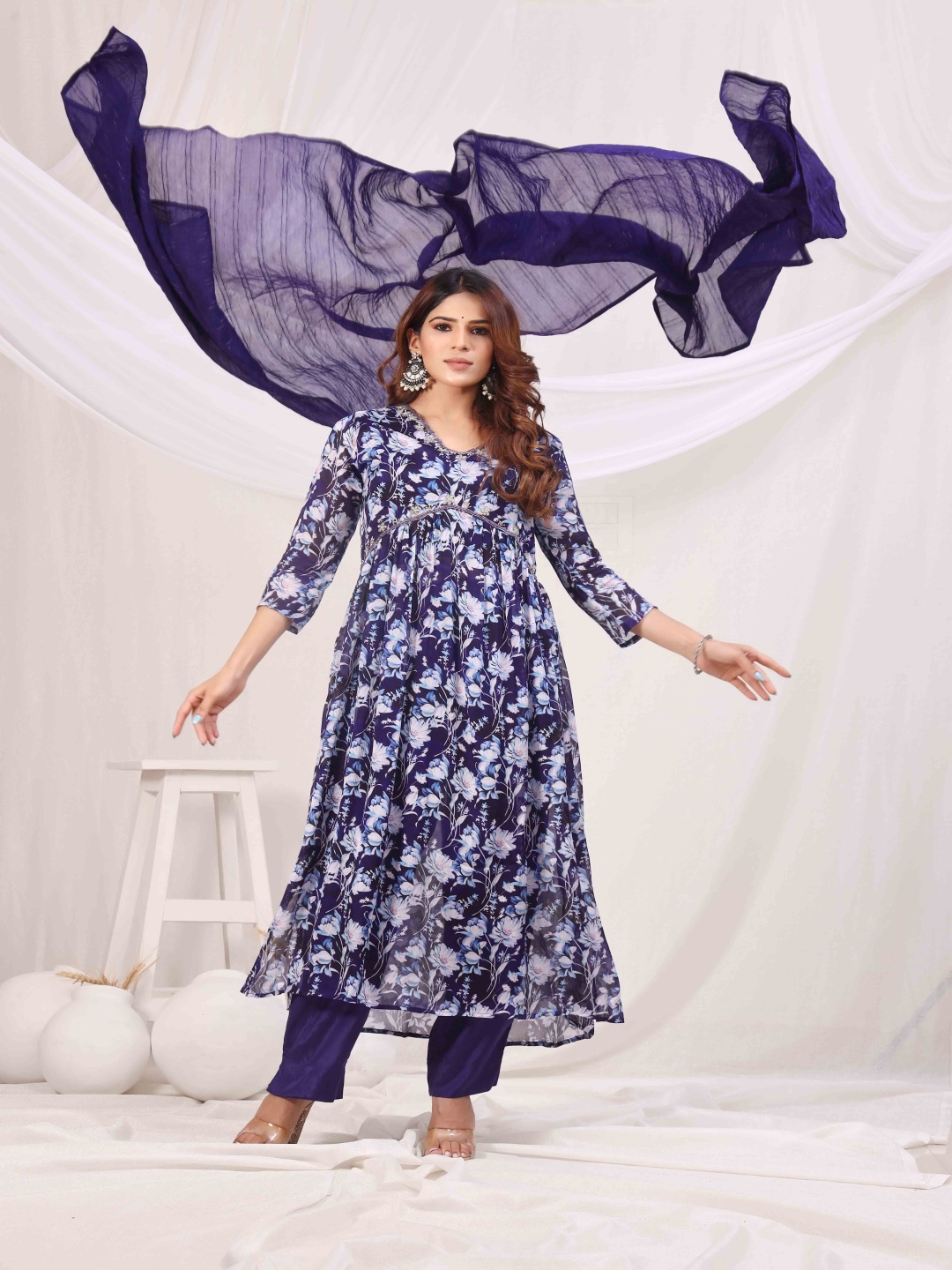 sewingkrafts Women Floral Printed High Slit Sequinned Kurta with Palazzos & With Dupatta, Violet
sewingkrafts Women Floral Printed High Slit Sequinned Kurta with Palazzos & With Dupatta, Violet