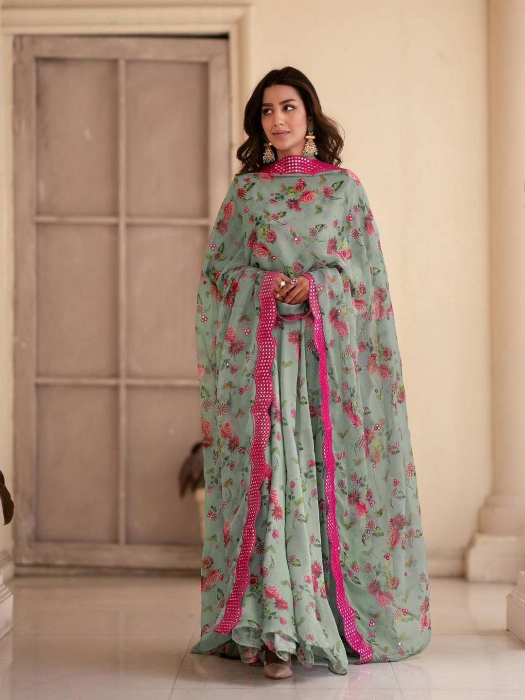 ZEEPKART Women Floral Regular Silk Georgette Kurta with Trousers & With Dupatta, Olive
ZEEPKART Women Floral Regular Silk Georgette Kurta with Trousers & With Dupatta, Olive