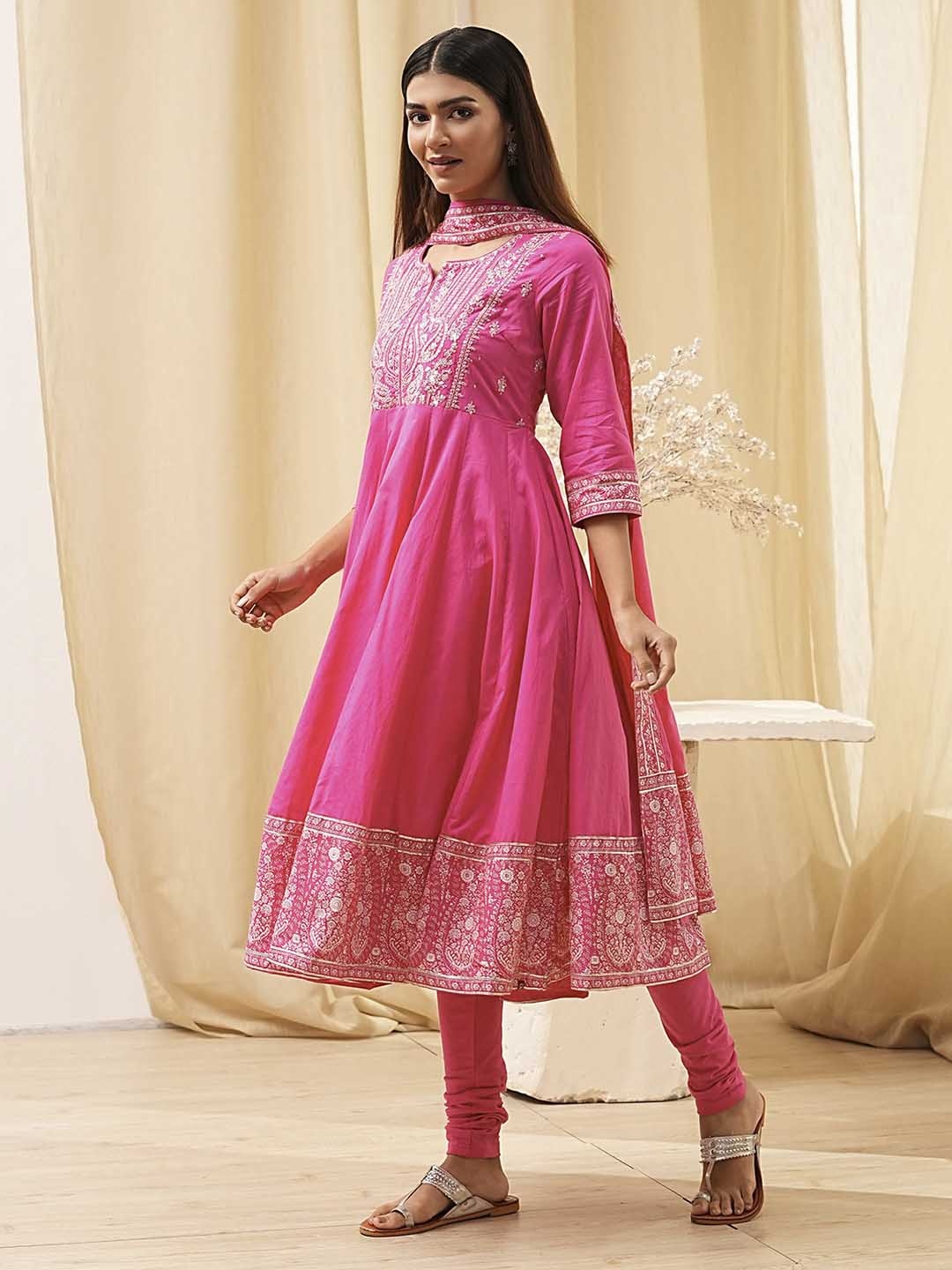Biba Women Floral Embroidered Regular Thread Work Pure Cotton Kurta with Churidar & With Dupatta, Pink
Biba Women Floral Embroidered Regular Thread Work Pure Cotton Kurta with Churidar & With Dupatta, Pink