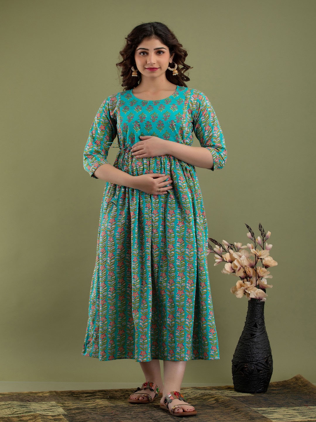 Nevisha Style Women Floral Printed Thread Work Floral Maternity Anarkali Kurta, Multi
Nevisha Style Women Floral Printed Thread Work Floral Maternity Anarkali Kurta, Multi