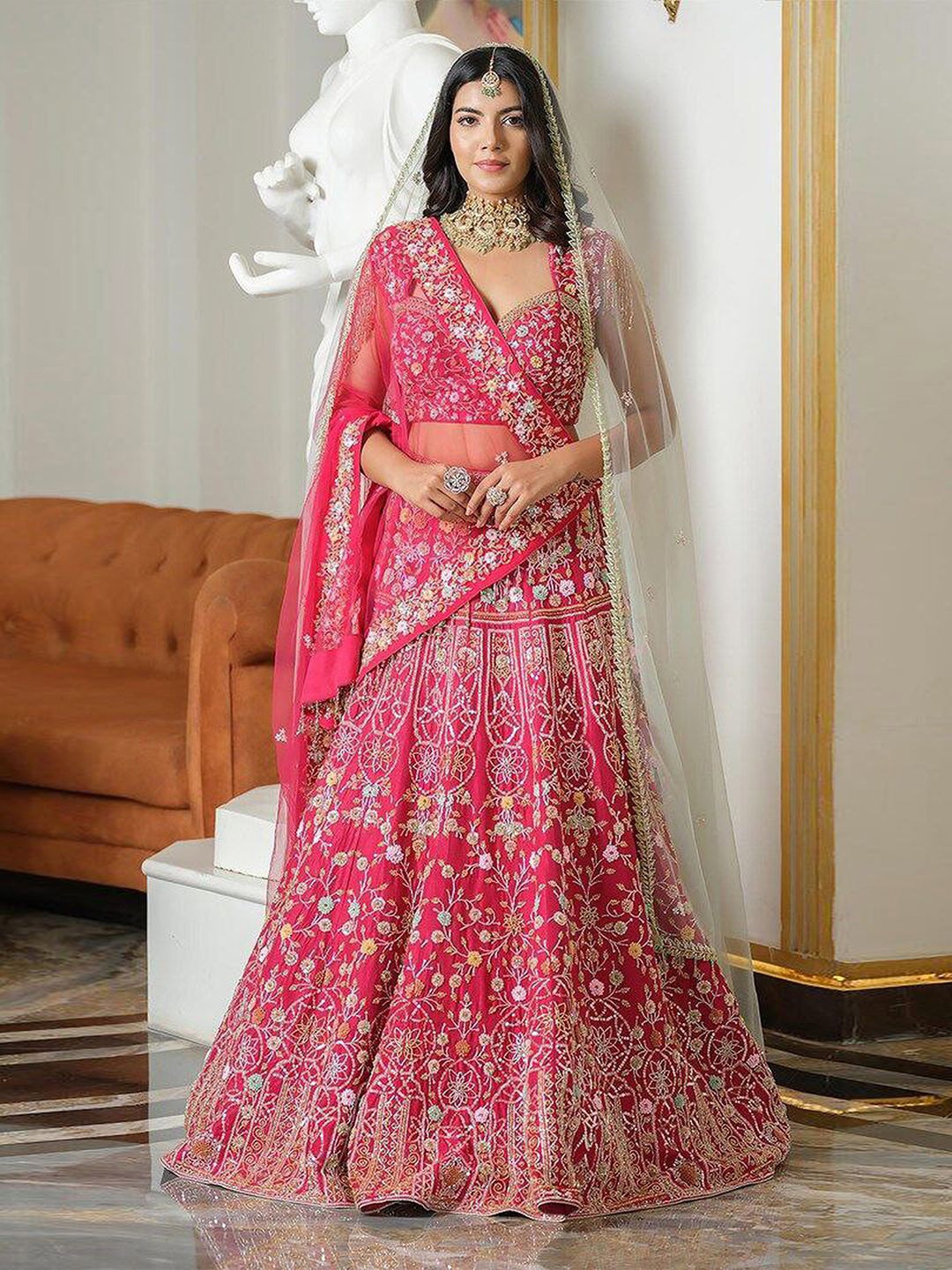 Trendmalls Embroidered Sequinned Semi-Stitched Lehenga & Unstitched Blouse With Dupatta, Pink
Trendmalls Embroidered Sequinned Semi-Stitched Lehenga & Unstitched Blouse With Dupatta, Pink