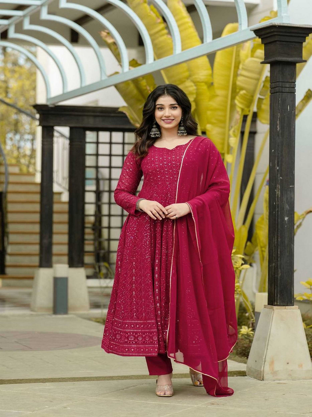 mimi design Women Regular Silk Georgette Kurta with Dhoti Pants & With Dupatta, Pink
mimi design Women Regular Silk Georgette Kurta with Dhoti Pants & With Dupatta, Pink