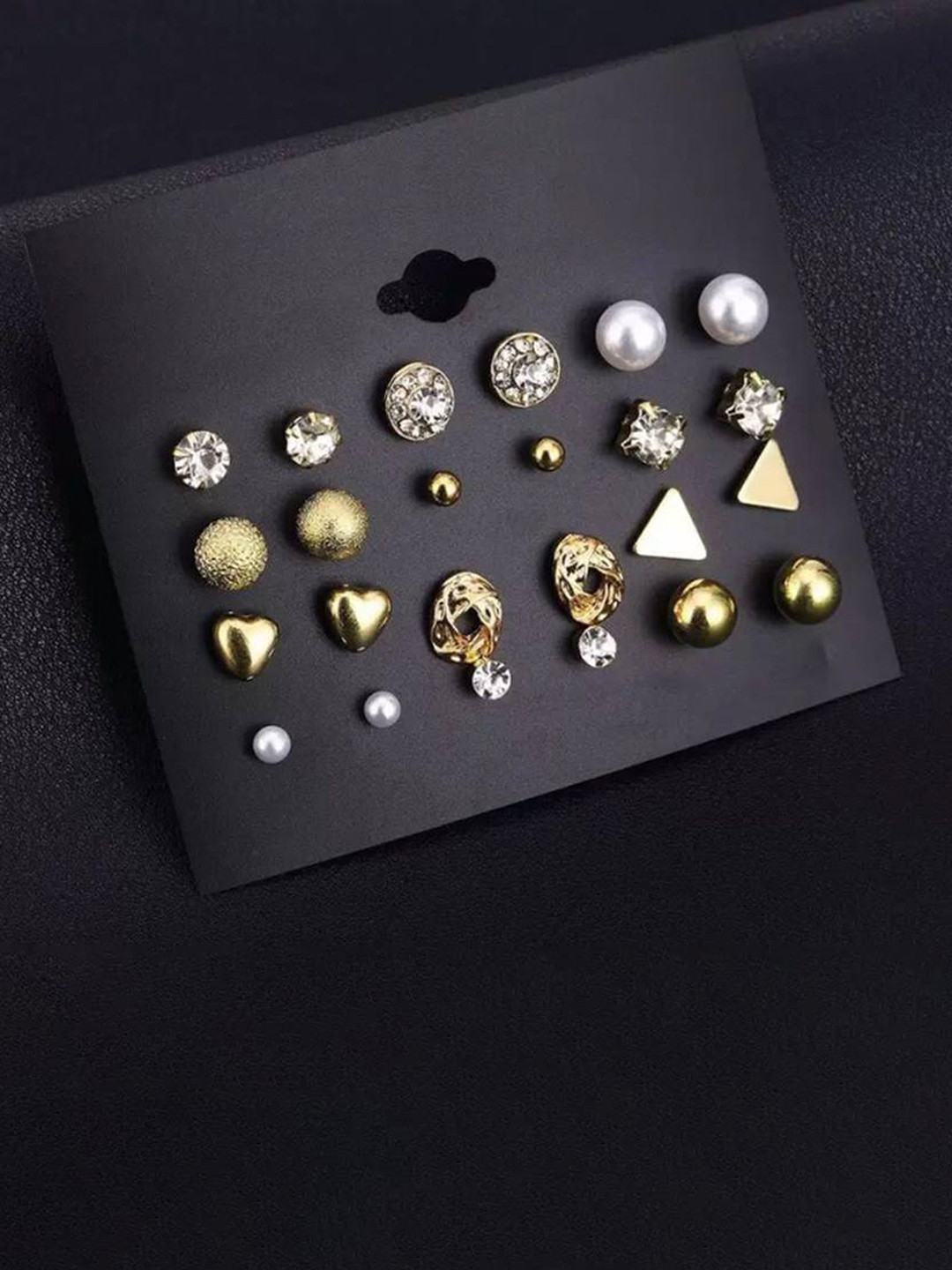 PolluxCraft Set of 12 Gold-Plated Stones Studded And Beaded Circular Shaped Korean Studs
PolluxCraft Set of 12 Gold-Plated Stones Studded And Beaded Circular Shaped Korean Studs