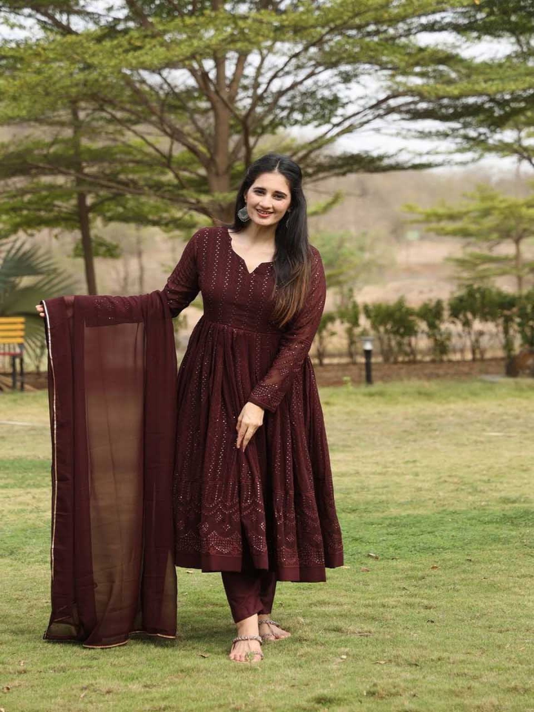 ZEEPKART Women Embroidered Empire Mirror Work Silk Georgette Kurta with Dhoti Pants & With Dupatta, Burgundy
ZEEPKART Women Embroidered Empire Mirror Work Silk Georgette Kurta with Dhoti Pants & With Dupatta, Burgundy